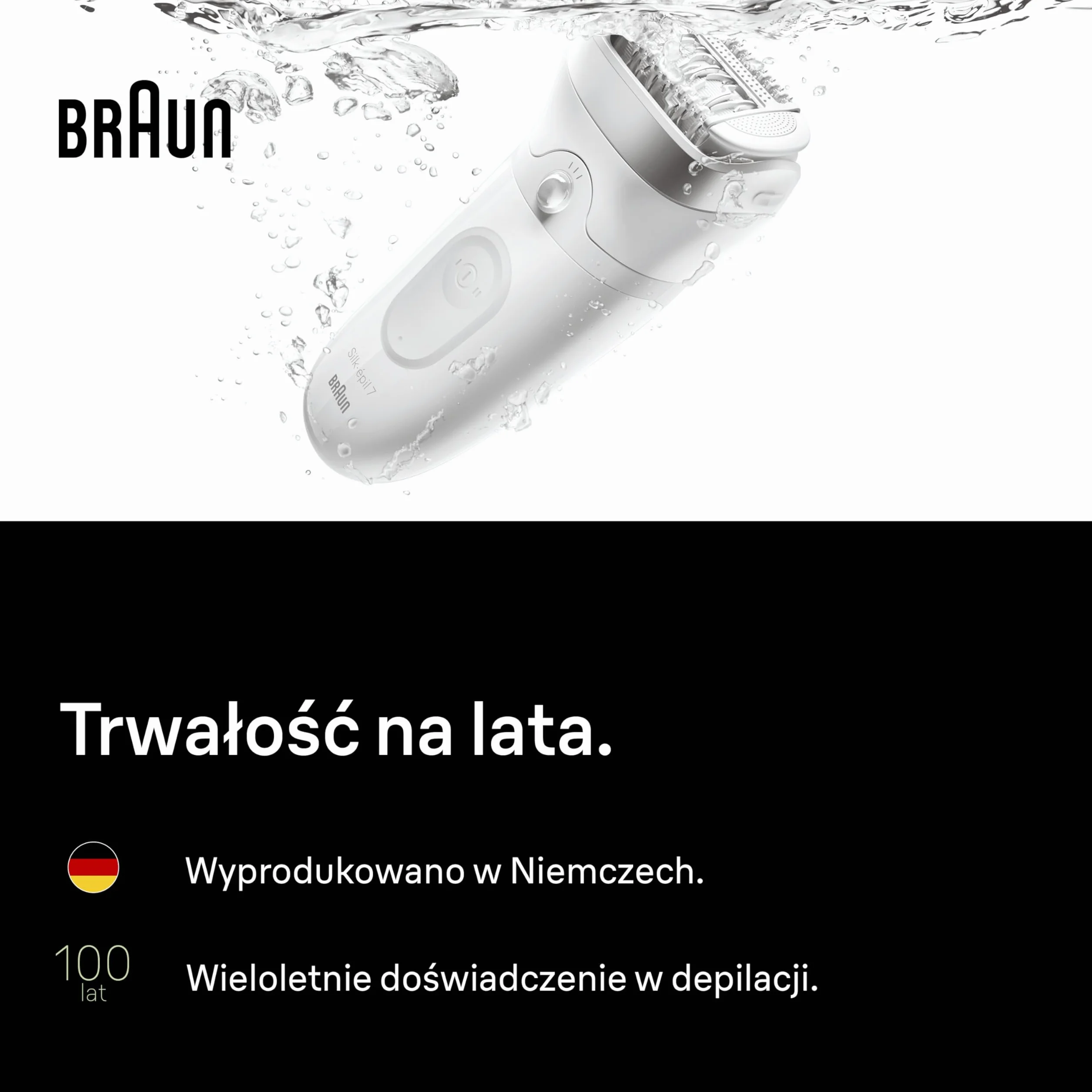 Braun Silk·épil 7 Depilator Szeroką Głowicą Na Mokro I Na Sucho Srebrny