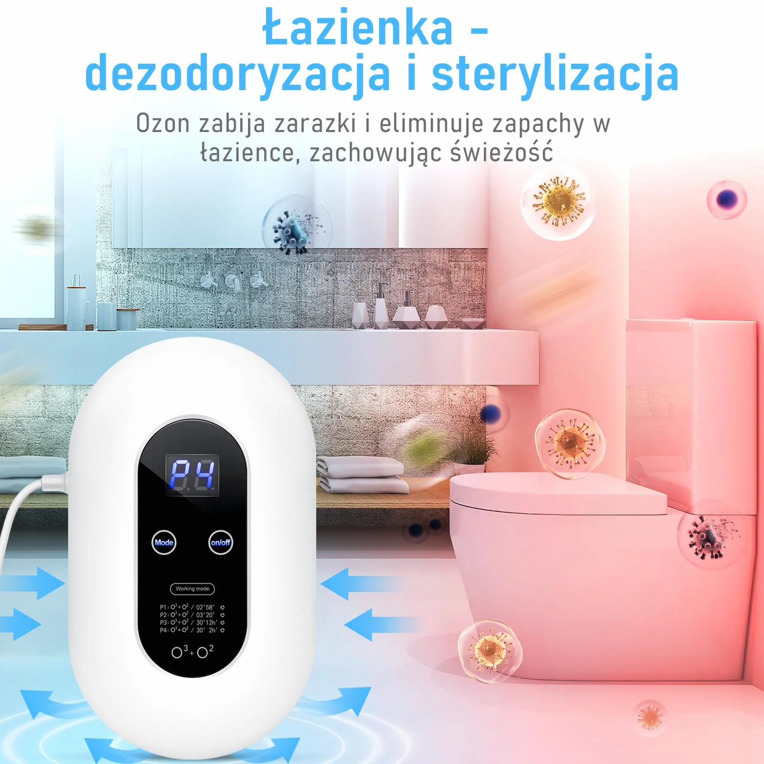 Oczyszczacz powietrza z generatorem ozonu, mini oczyszczacz powietrza ozonu, sterylizator do dezodoryzacji ozonu, dezodorant jonizatora ozonu do łazienki, zwierząt domowych, formaldehydu