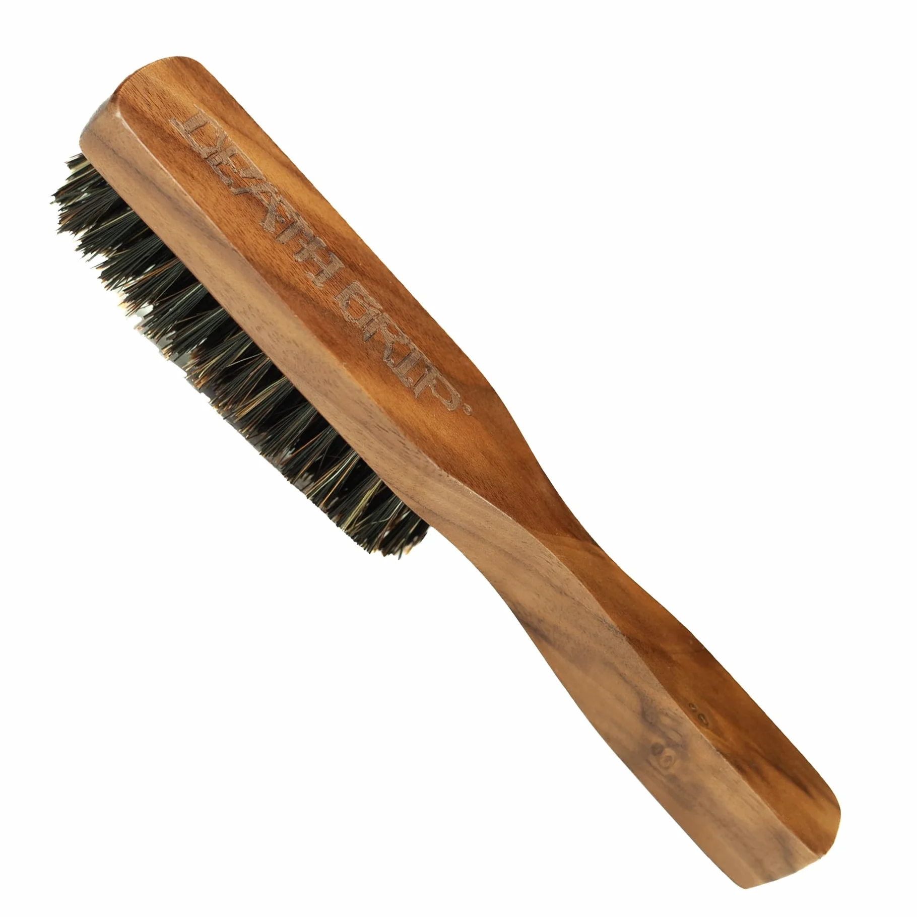 THE VINTAGE GROOMING CO. Szczotka do brody i wąsów z drewna – włosie dzika – brązowa – dla mężczyzn z brodą – ergonomiczny uchwyt – pielęgnuje włosy i oczyszcza skórę głowy