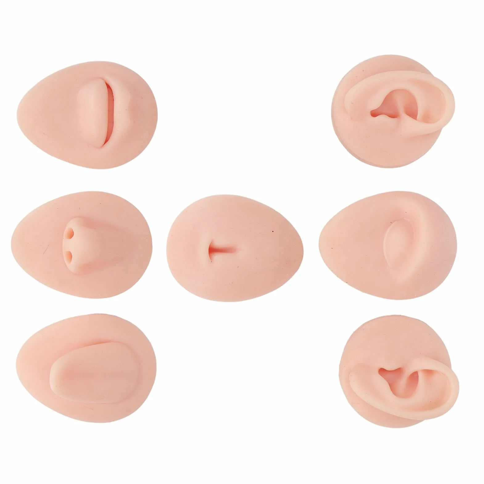 Body Piercing Praktyka Model Symulacja Silikonowe Ucho Oko Nos Usta Język i Pępek Model dla Nowicjusza Piercer (Jasny kolor skóry)