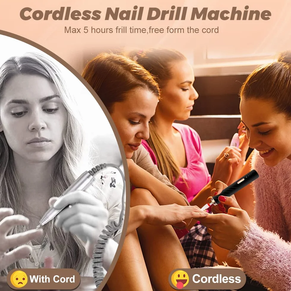 Profesjonalna elektryczna wiertarka do paznokci z ceramicznym wiertłem, zestaw do manicure i pedicure