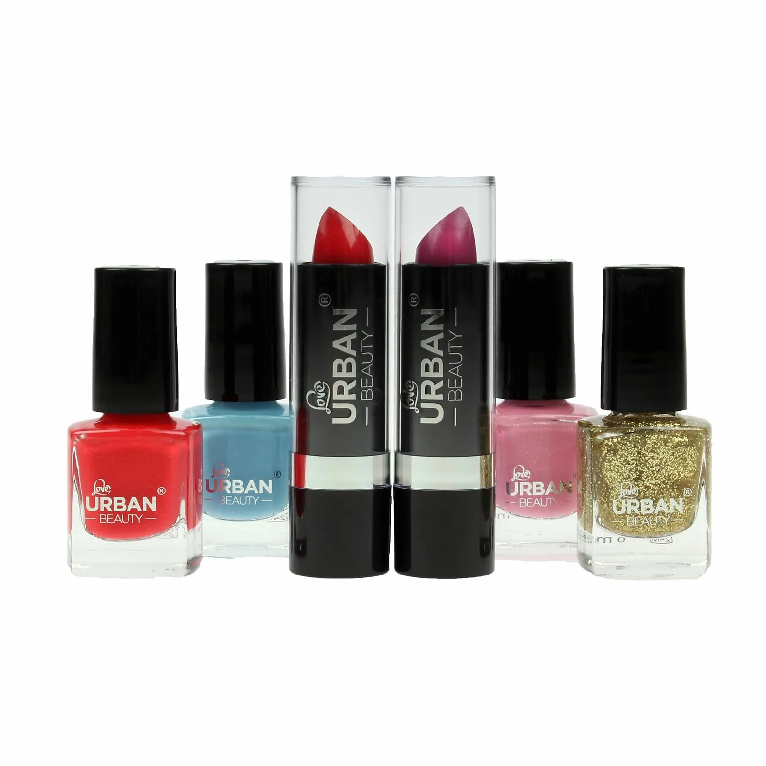 LOVE URBAN BEAUTY Wegański Gorący różowy kosmetyczka do makijażu 82-elementowy zestaw do makijażu dla nastolatków i kobiet z cieniami do powiek, różem