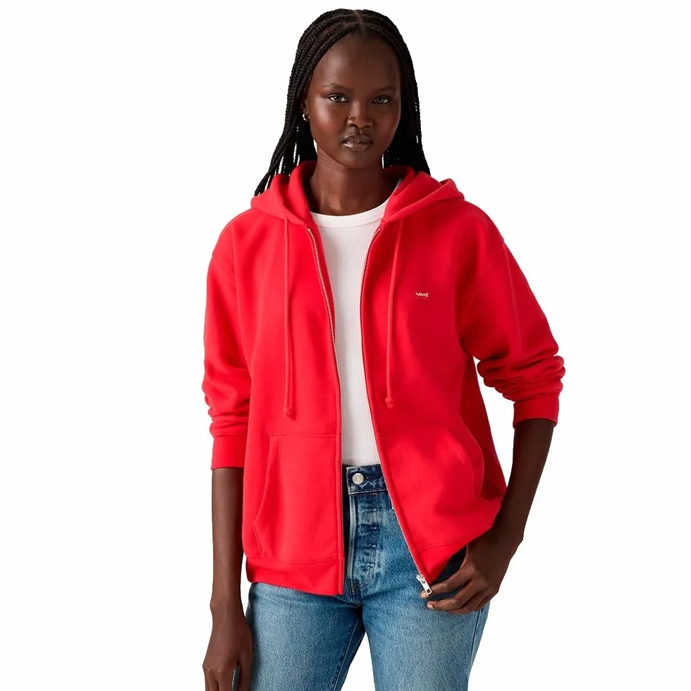 Levi's Everyday Zip Hoodie True Red Fleece, czerwony (True Red), S