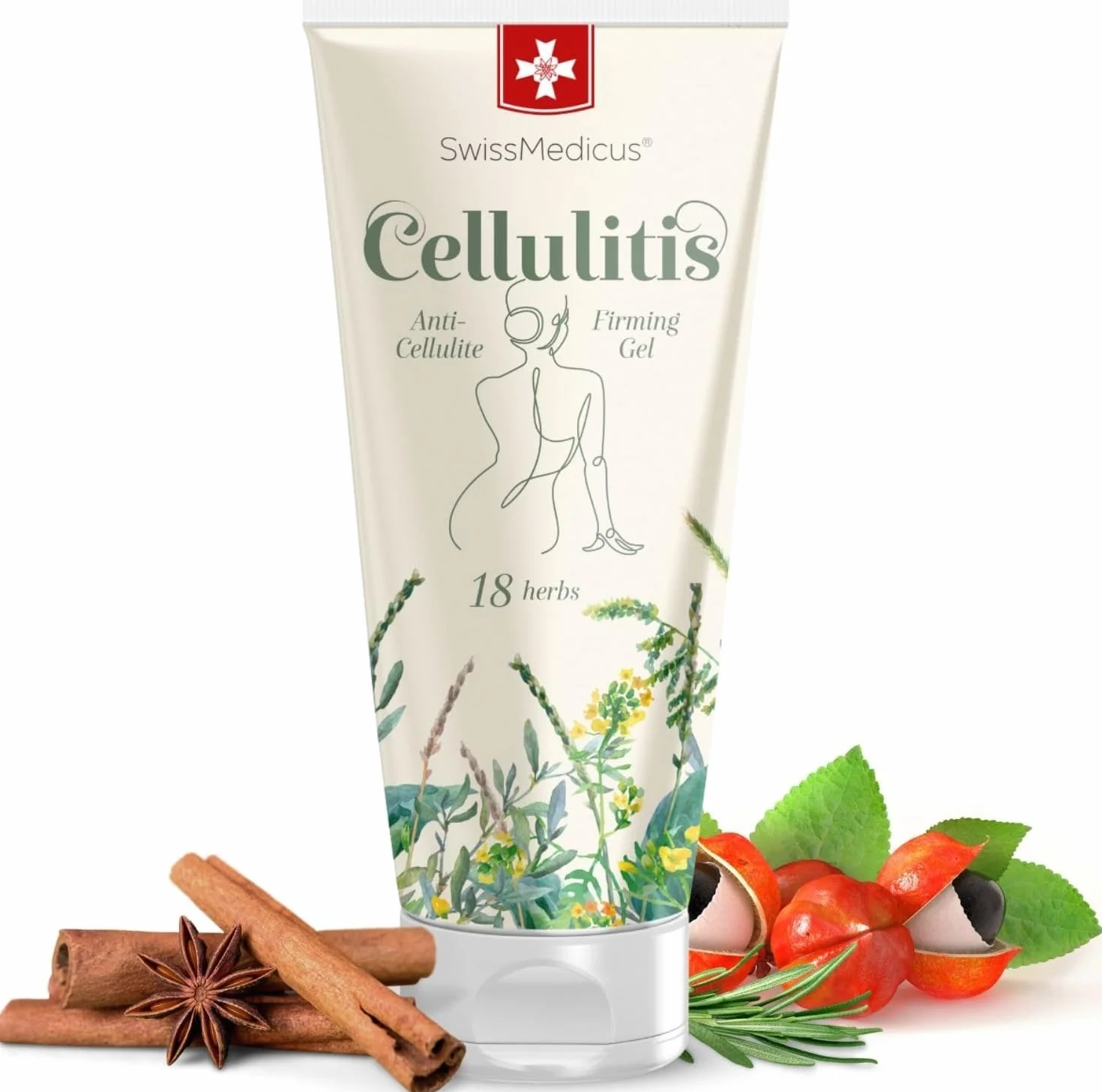 SwissMedicus Naturalny antycellulitowy krem do ciała z rozmarynem, guarana, balsam kojący do masażu