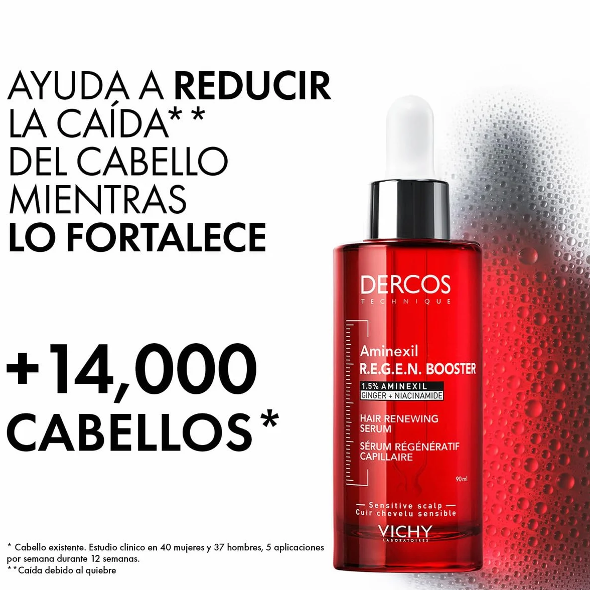 Vichy Dercos Serum R.E.G.E.N wzmacniacz regeneracyjny do włosów 90ml | Aminexil 1,5%, imbir + niacynamid, +14 000 włosów w 12 tygodni, bez parabenów
