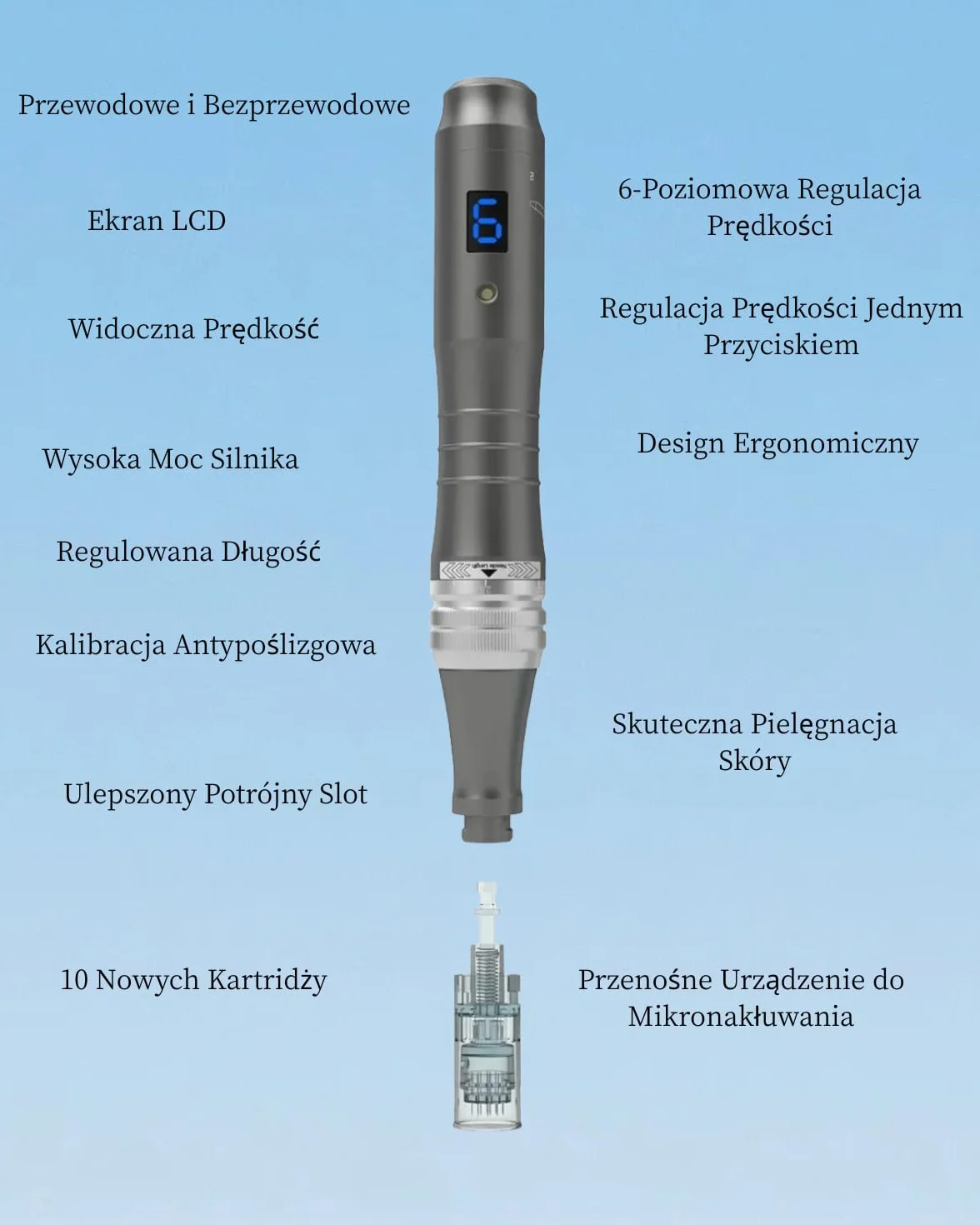 Dr.Pen Ultima M8 Microneedling Pen, Elektryczny Microneedling Pen, Zasilanie Przewodowe lub Bezprzewodowe, z 10 Wkładami