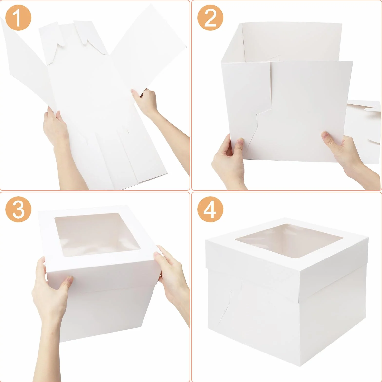 Pudełko na tort, 2 sztuki, 25 x 25 x 20 cm, pudełko transportowe na tort, pudełko na ciasto, karton, pudełko na ciasto, pudełko kartonowe