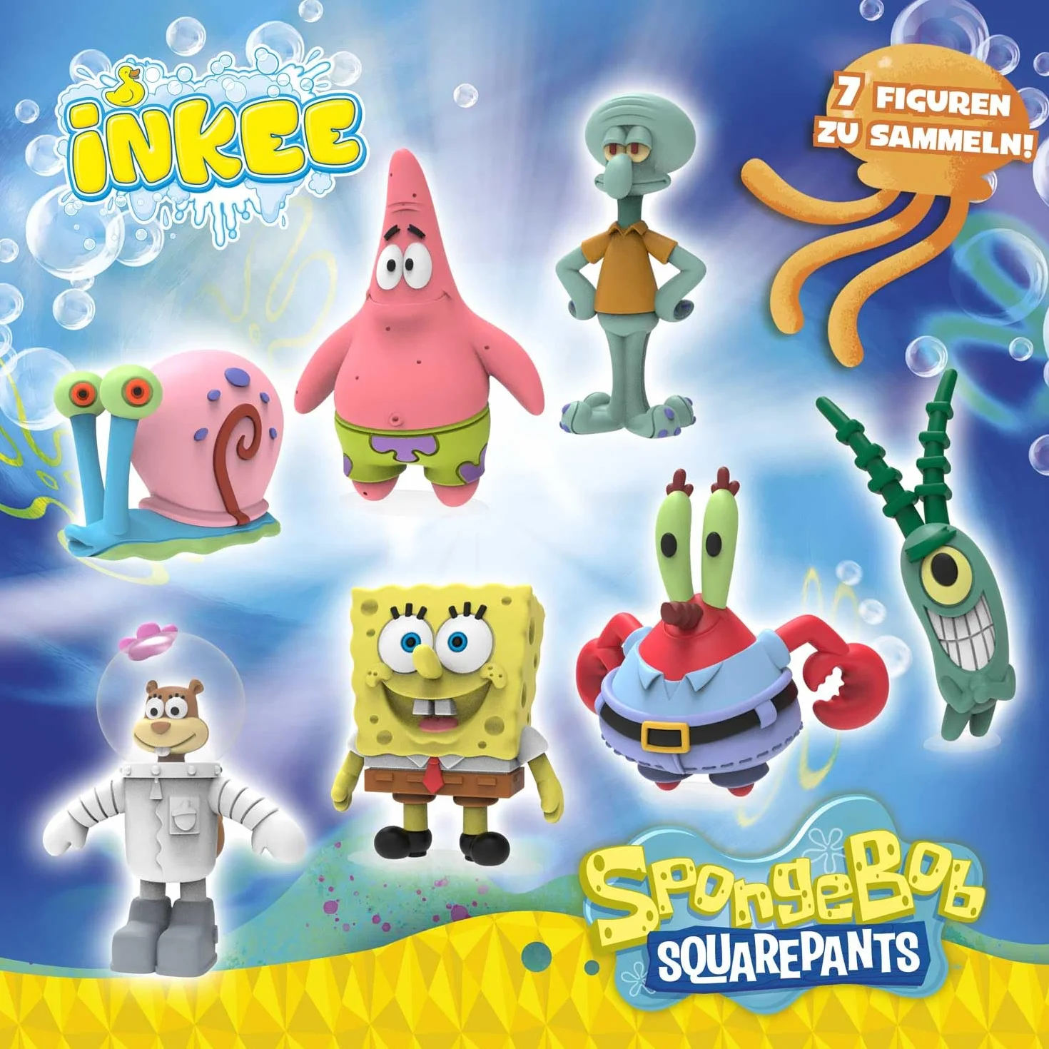 INKEE SpongeBob Zestaw 3 Sztuk – Bomby do Kąpieli dla Dzieci z Niespodzianką – Figurki SpongeBoba Kanciastoportego do Kolekcjonowania – 3x Kule 80g z Aromatem Burger-Gumy