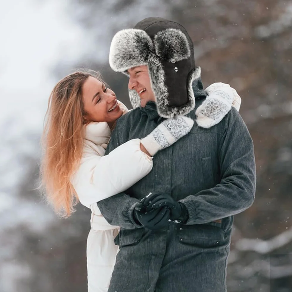 Asudaro Zimowa czapka męska czapka traperska gruba ciepła czapka z klapkami na uszy futrzana czapka zimowa rosyjska czapka zimowa outdoorowa jazda na nartach zimna czapka