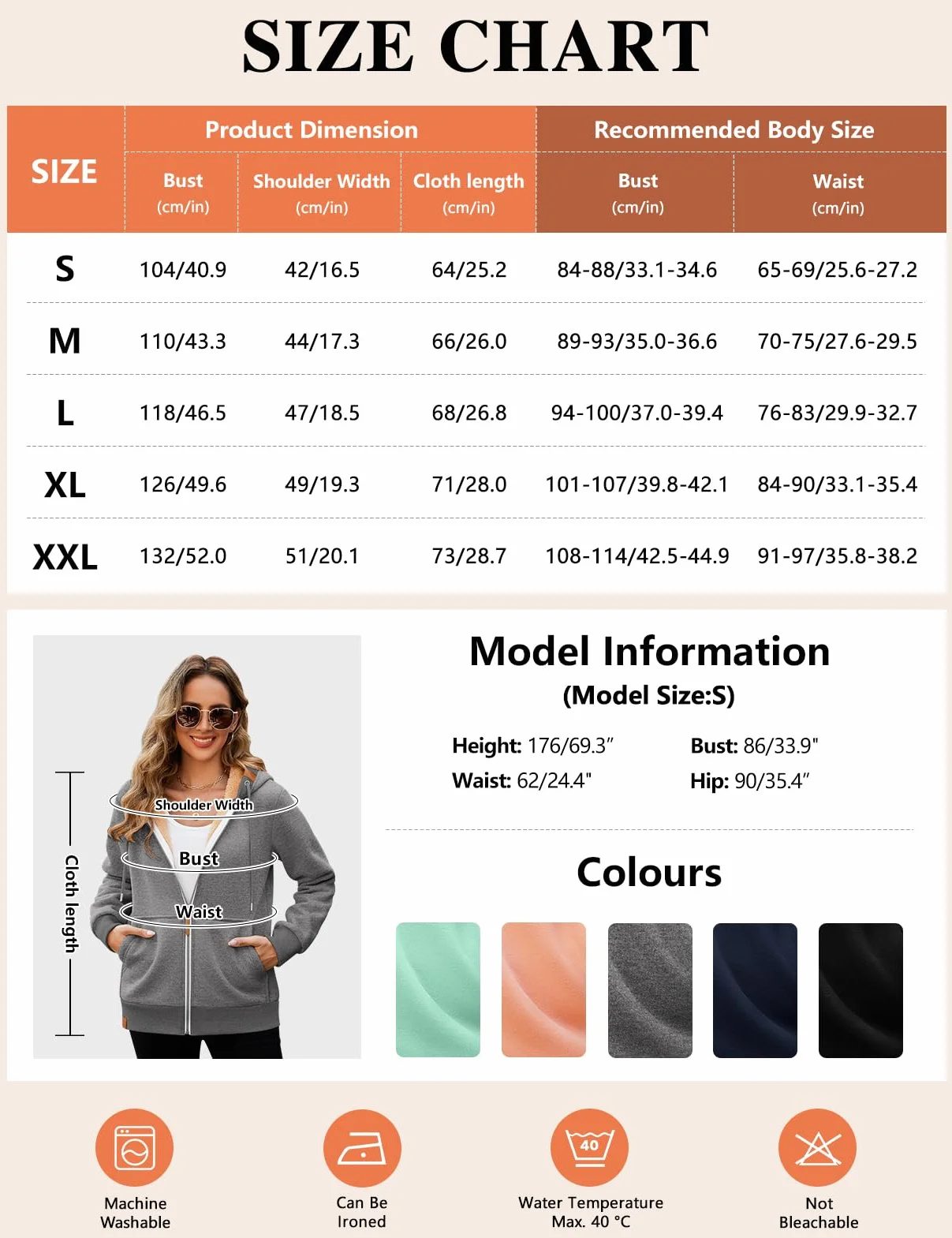 Xnova Damska bluza z kapturem z długim rękawem zimowa wygodna, na co dzień ciepły płaszcz polarowy z kieszeniami, niestandardowy kombinezon z kapturem bluza dresowa bluza bluza z zamkiem błyskawicznym