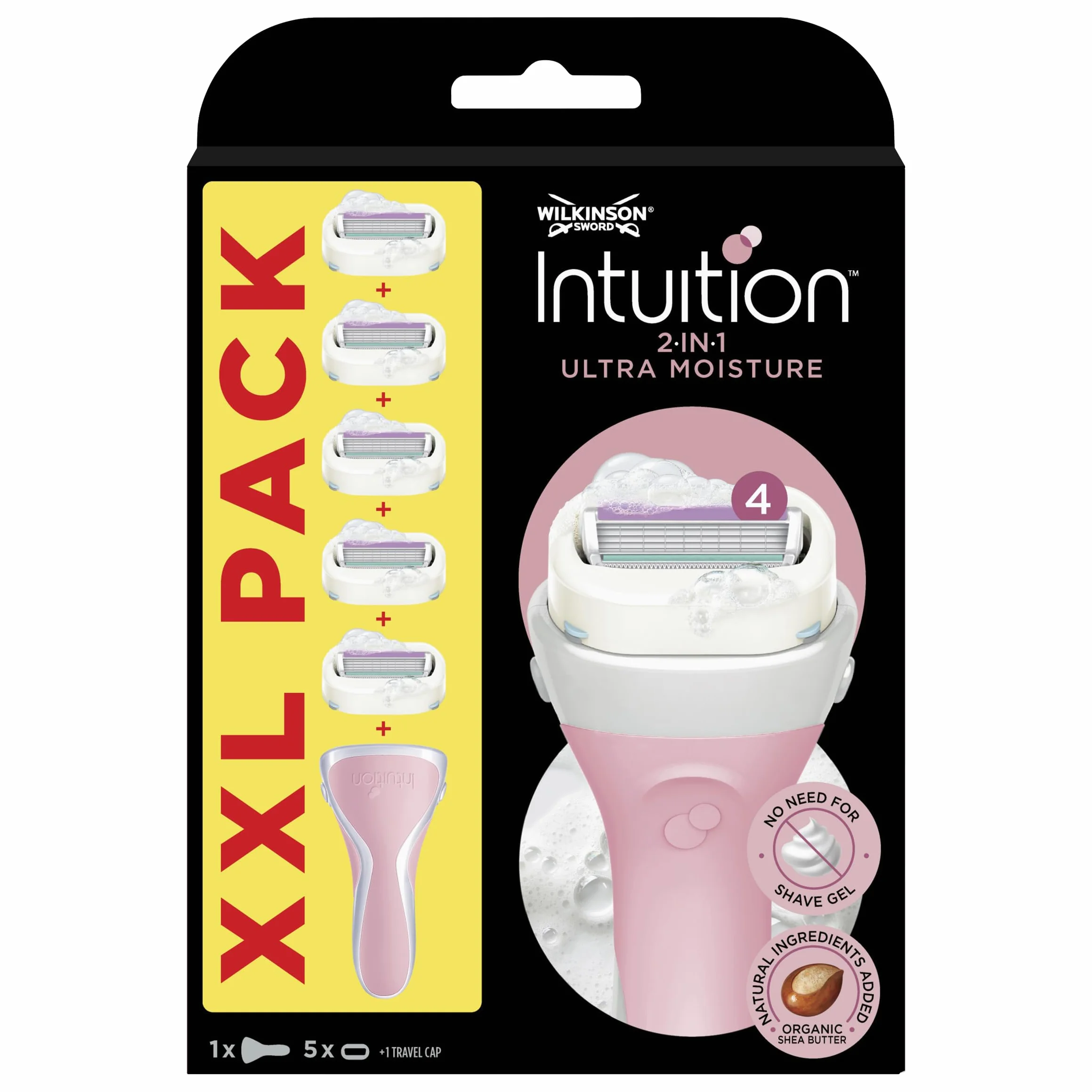 WILKINSON SWORD Intuition Ultra Moisture dla kobiet Uchwyt do golenia + 5 wkładów ostrzy