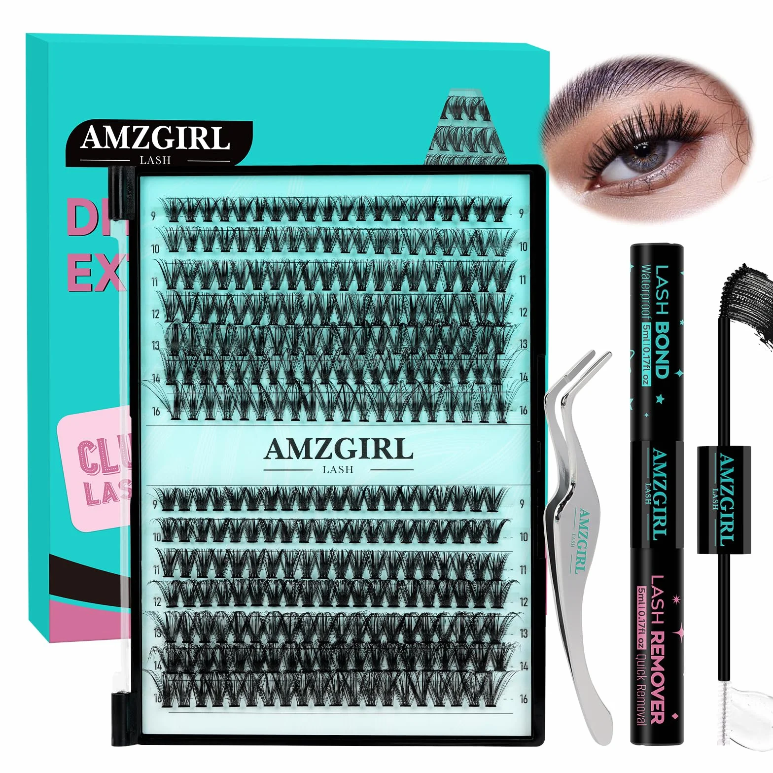 Zestaw do przedłużania rzęs 280 kępek 30D 40D z Lash Bond & Seal, pęsety (D-Mix9-16mm Kit)
