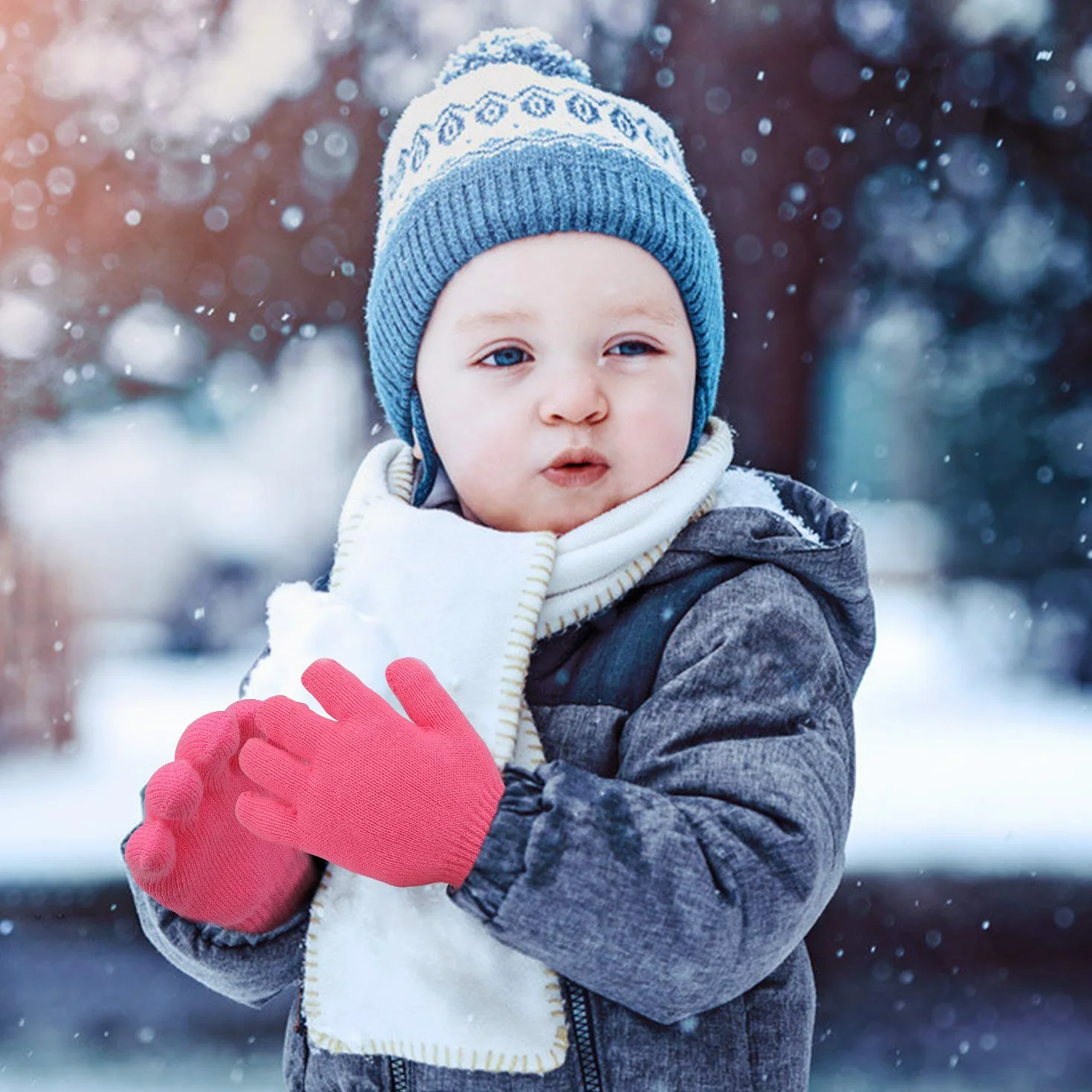 QKURT 12 par rękawiczek dziecięcych, magiczne rozciągliwe rękawiczki dla dzieci w wieku 5-13 lat, dla dziewczynek i chłopców