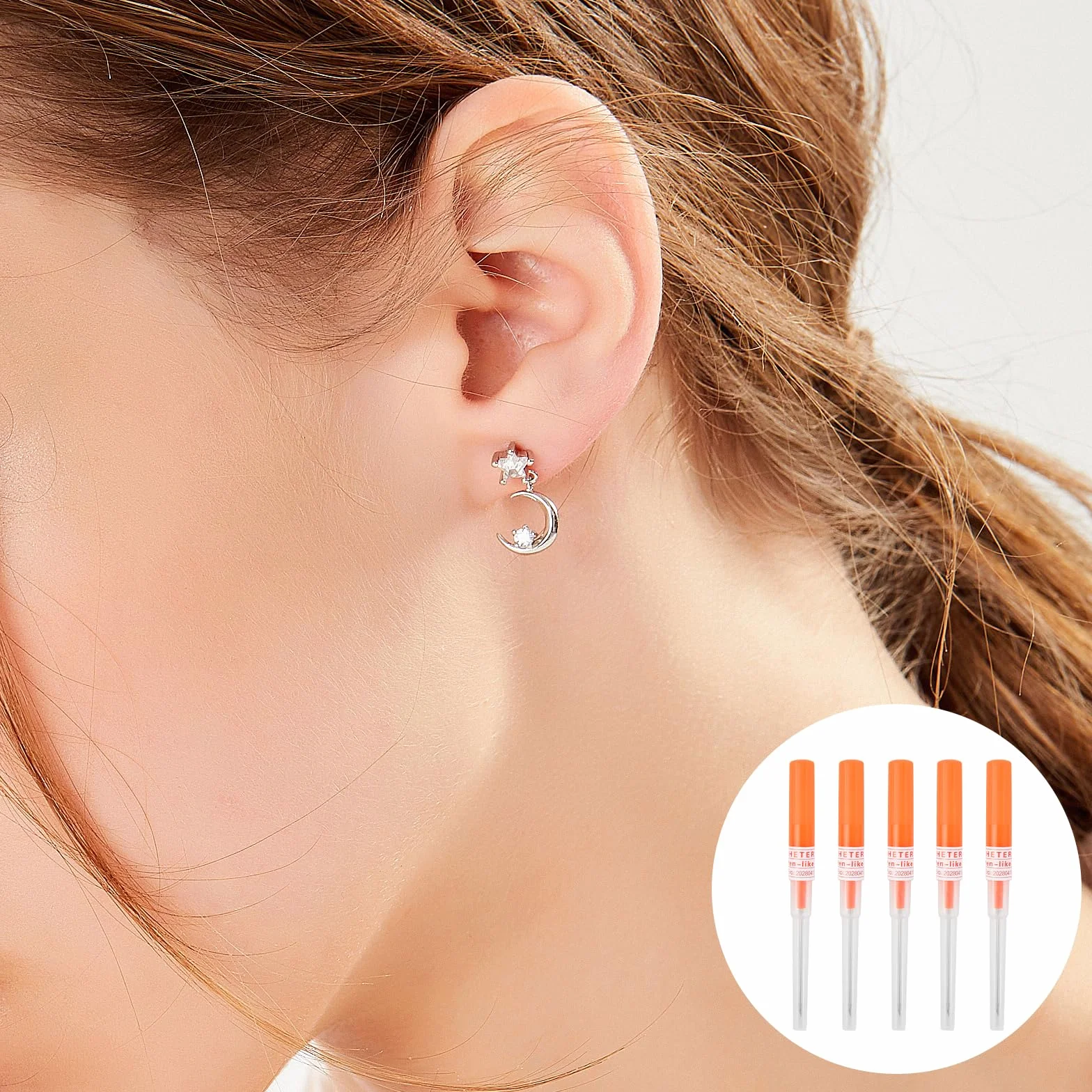 5 sztuk Cateter Piercing, igły do piercingu z nasadką do tubek, piercing do uszu, nosa i ust
