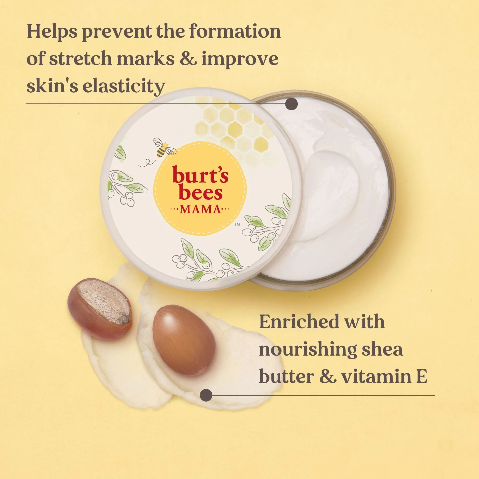 Burt's Bees Mama Bee Bezzapachowe Masło do Ciała, Na Brzuch, 185 g