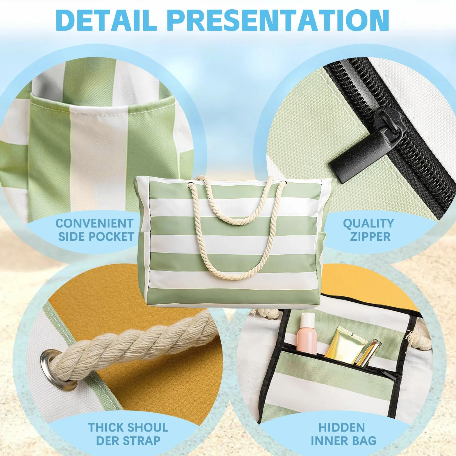ACTOYS Damska torba plażowa, składana rodzinna torba plażowa, męska i damska torba plażowa XXL bardzo duża rodzina na plażę, basen, fitness 51 x 16 x 36 cm