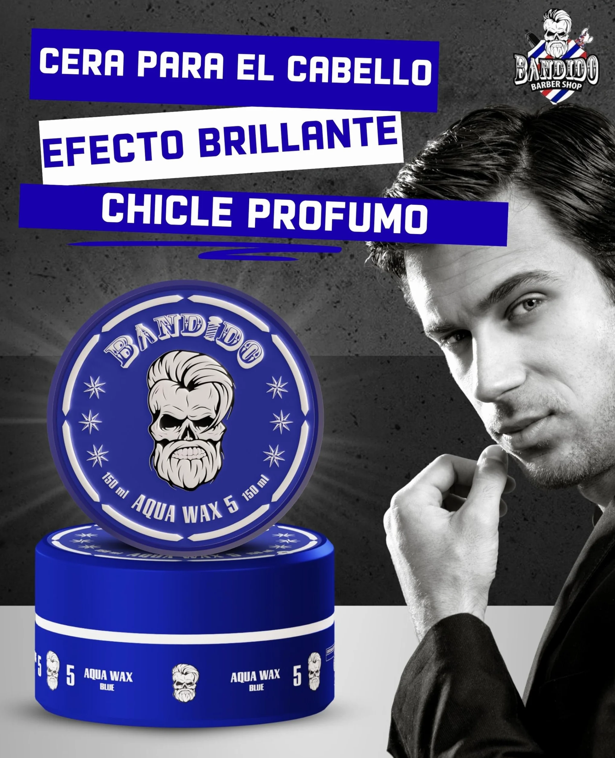BANDIDO Aqua Hair Wax No. 5 – wosk do włosów dla mężczyzn o średniej przyczepności i owocowym zapachu gumy do żucia – Cera dla mężczyzn 150 ml – połysk & Edge Control do wszystkich rodzajów włosów