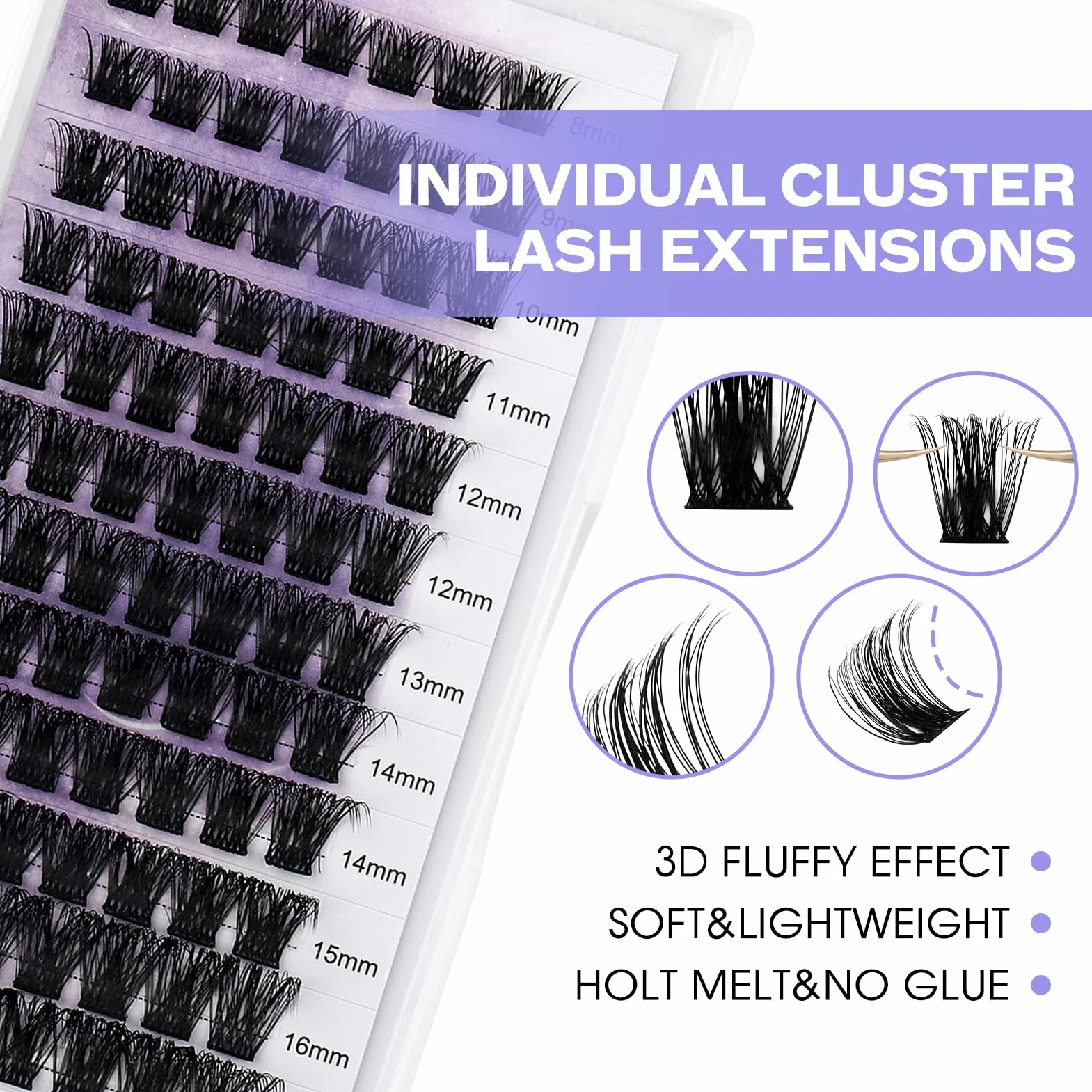 lashes Bond and Seal DIY C3 Cluster Lashes D Curl 8-16mm