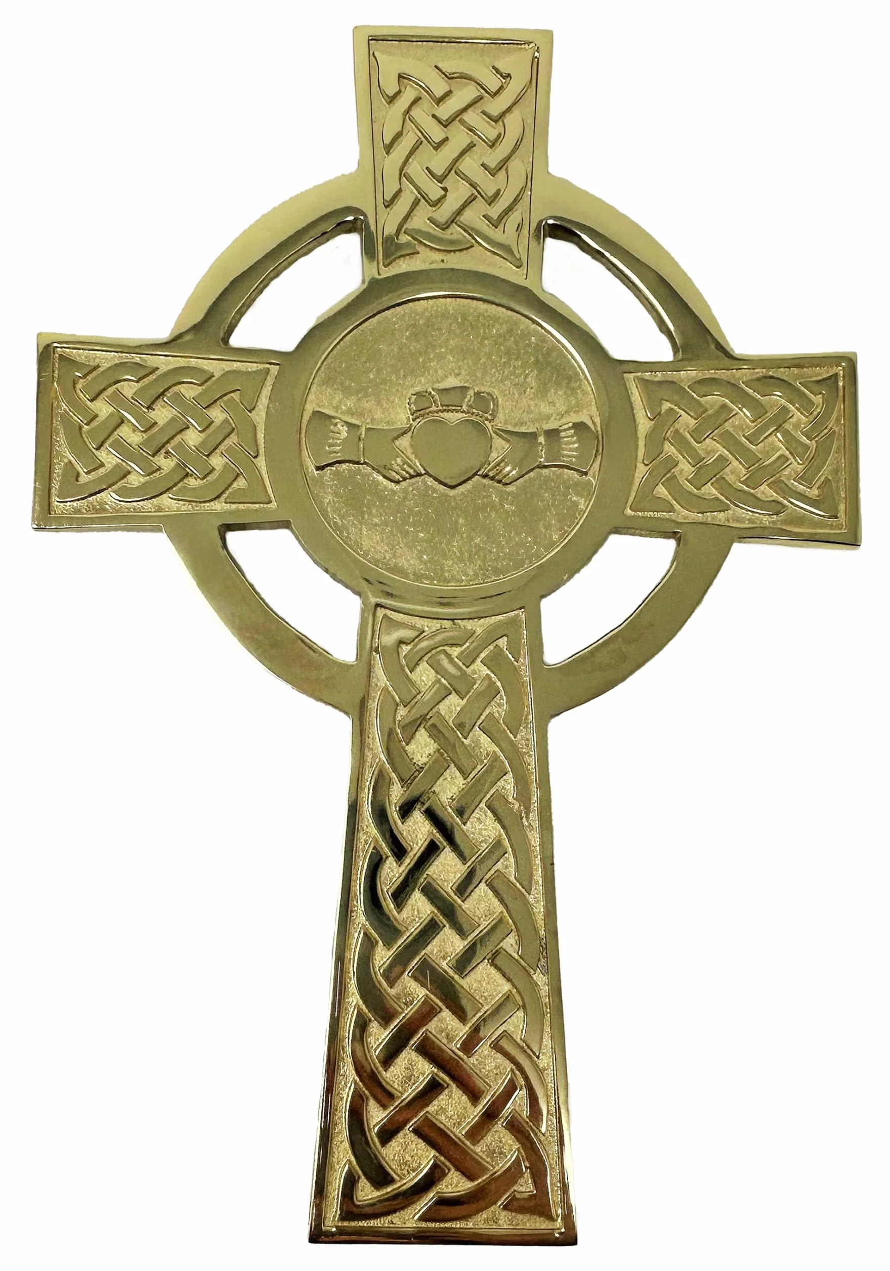 Exclusively Irish Claddagh krzyż wiszący dekoracja irlandzki krzyż celtycki prezent do domu, na ślub (mosiądz, 12,7 x 19,6 x 0,8 cm)