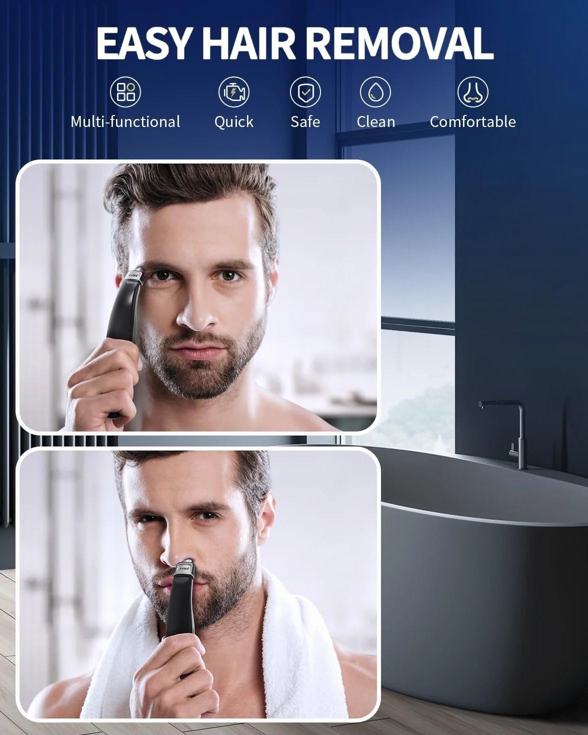 Yinke Głowica Zamienna Yinke Kompatybilny z One-Blade i One-blade Pro Shaver, Podwójne ostrza wodoodporne do łatwego czyszczenia (1 sztuka)