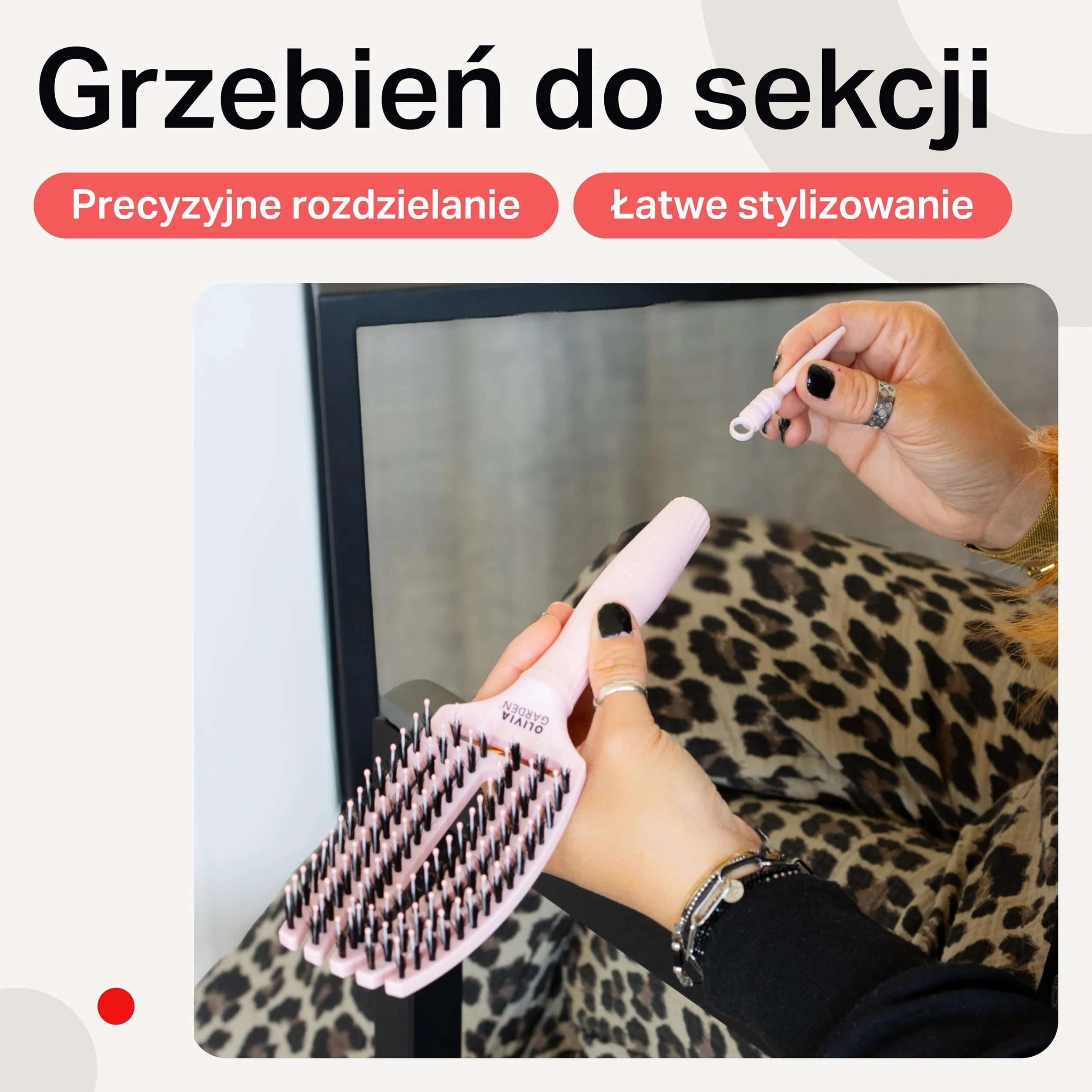 Olivia Garden Fingerbrush Care Iconic - Szczotka do rozczesywania z włosia dzika i nylonu