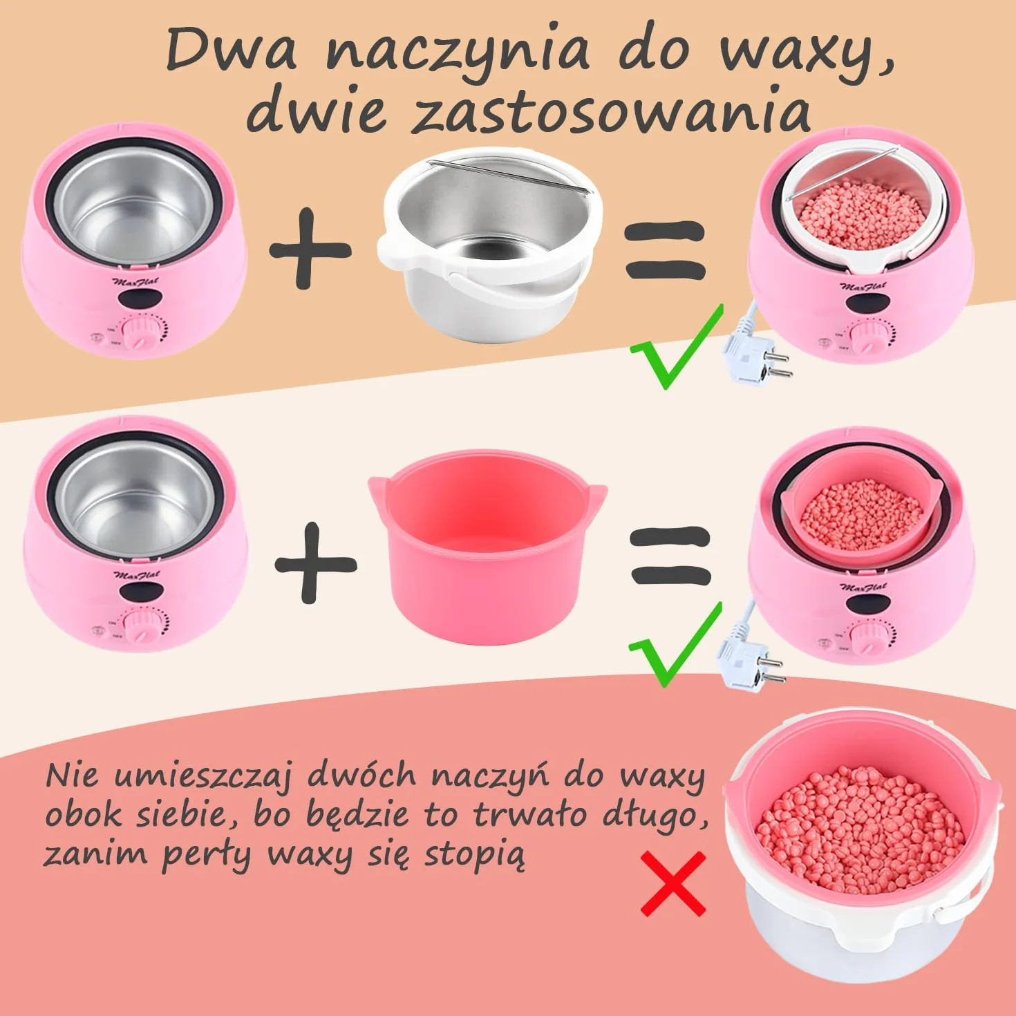 Zestaw do depilacji wosku, podgrzewacz wosku z akcesoriami do woskowania, wosk brazylijski do całego ciała