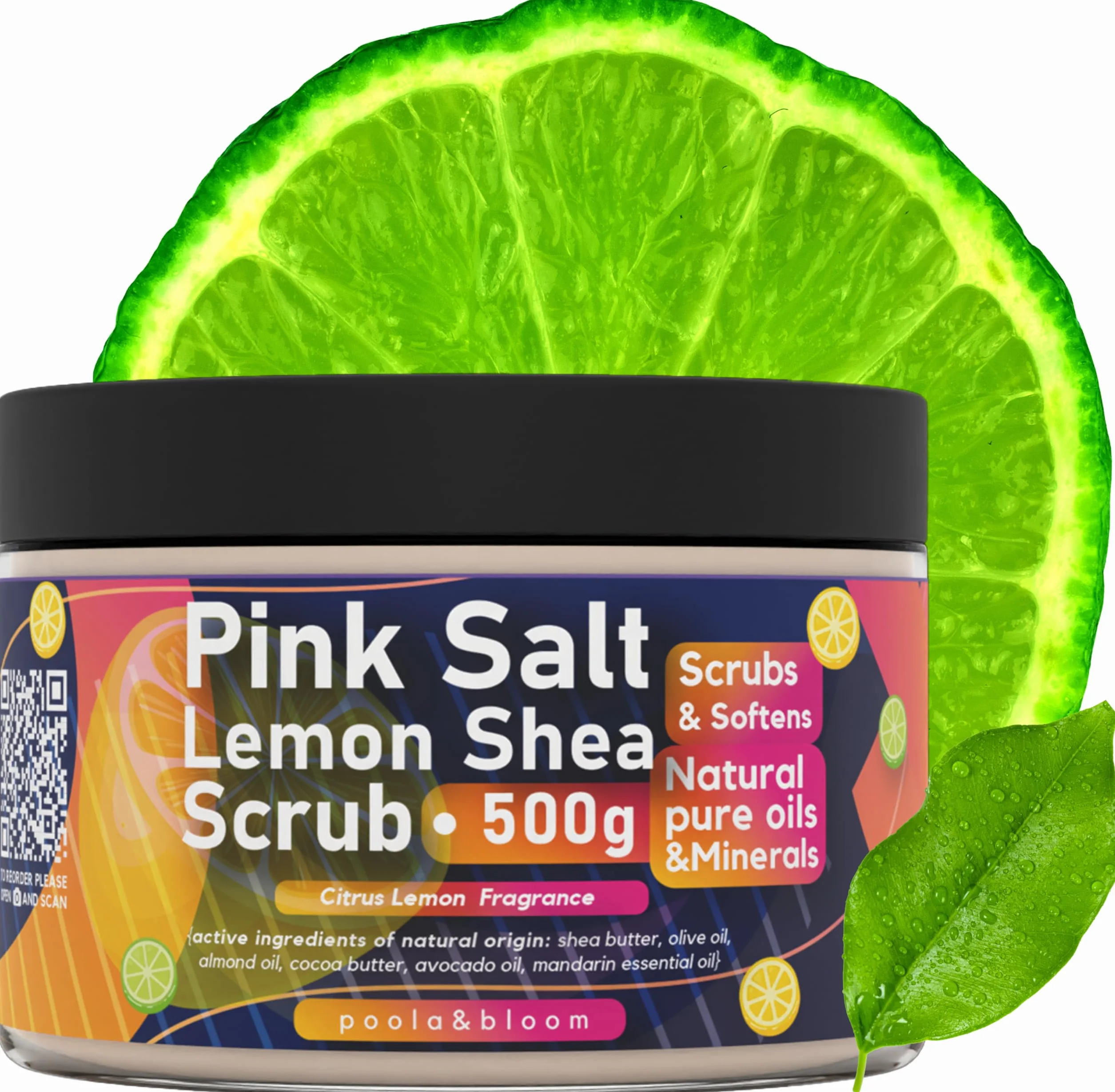 Poola & Bloom Masło Shea Sol Himalajska Peeling do Ciała z Cytrynowym Zapachem 500g Naturalne Składniki Nawilżenie i Wygładzanie Skóry Pielęgnacja dla Każdego Rodzaju Skóry