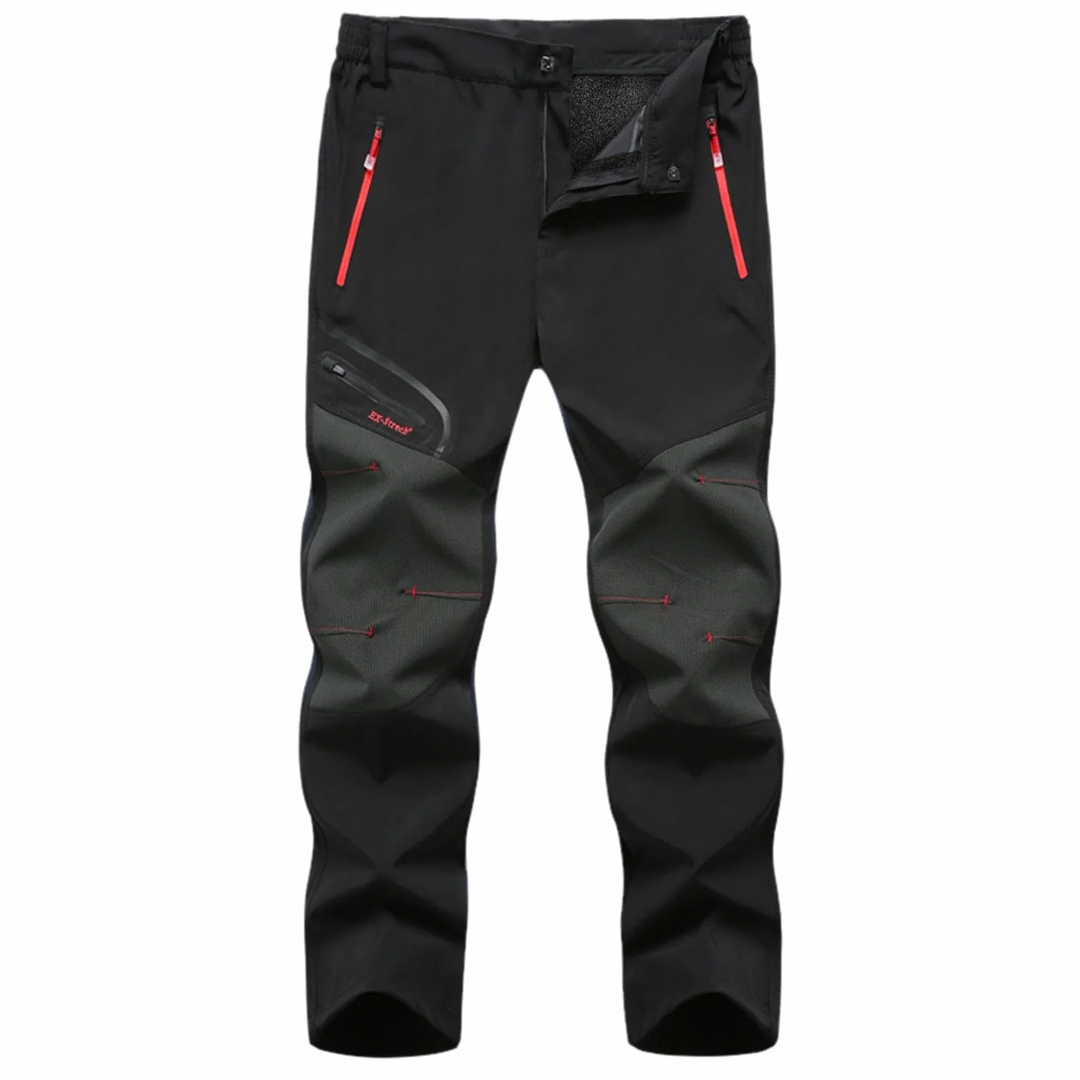 Męskie wodoodporne spodnie narciarskie softshell z podszewką polarową, pogrubione wyściełane spodnie snowboardowe z kieszeniami na zamek błyskawiczny do wędrówek na świeżym powietrzu i jazdy na
