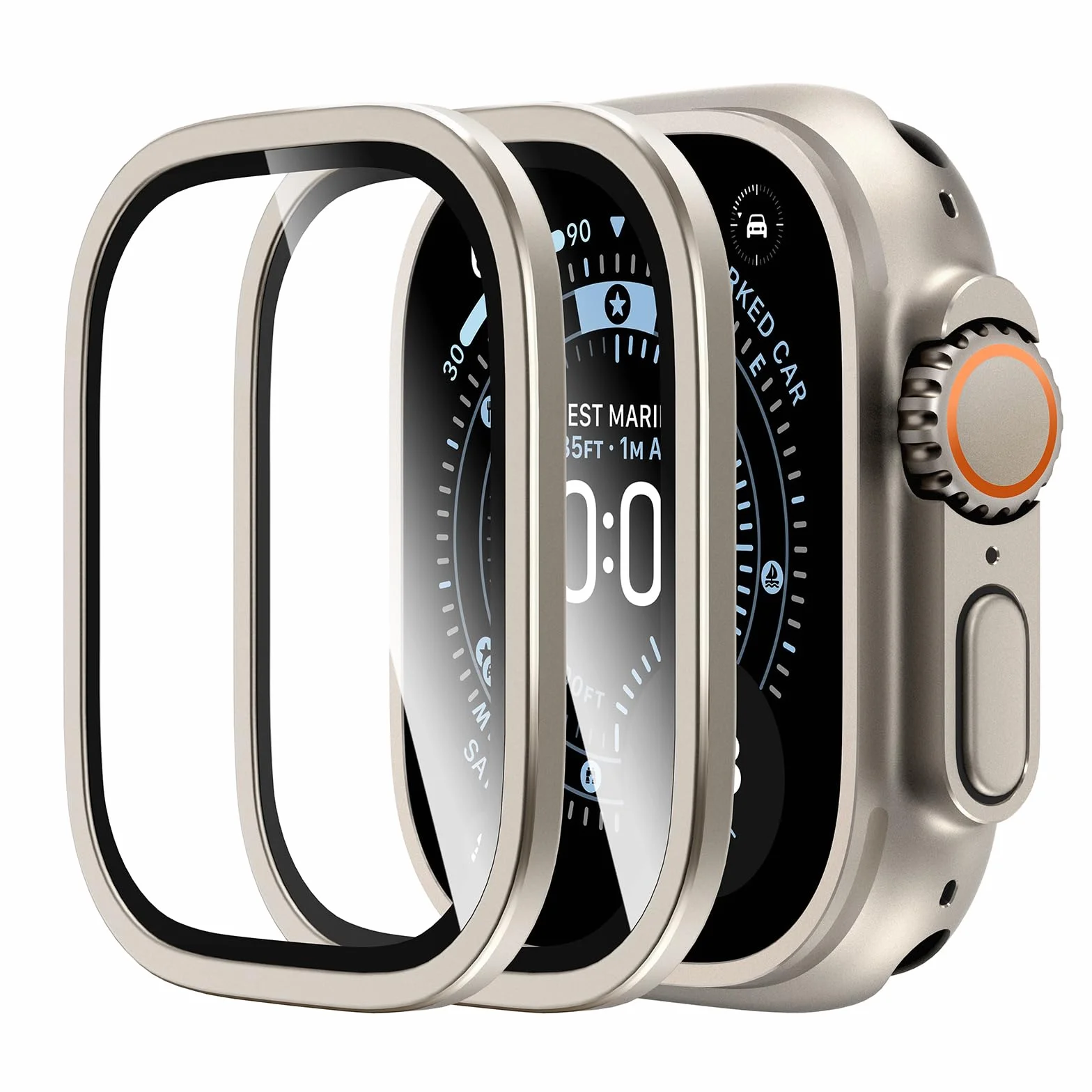 L K L ?K zestaw 2 do Apple Watch Ultra 2 / Ultra ochraniacz ekranu 49 mm - 9H szkło hartowane + ramka ze stopu tytanu [Zachowaj oryginał + bez pęcherzyków powietrza] wodoodporna folia szklana HD do