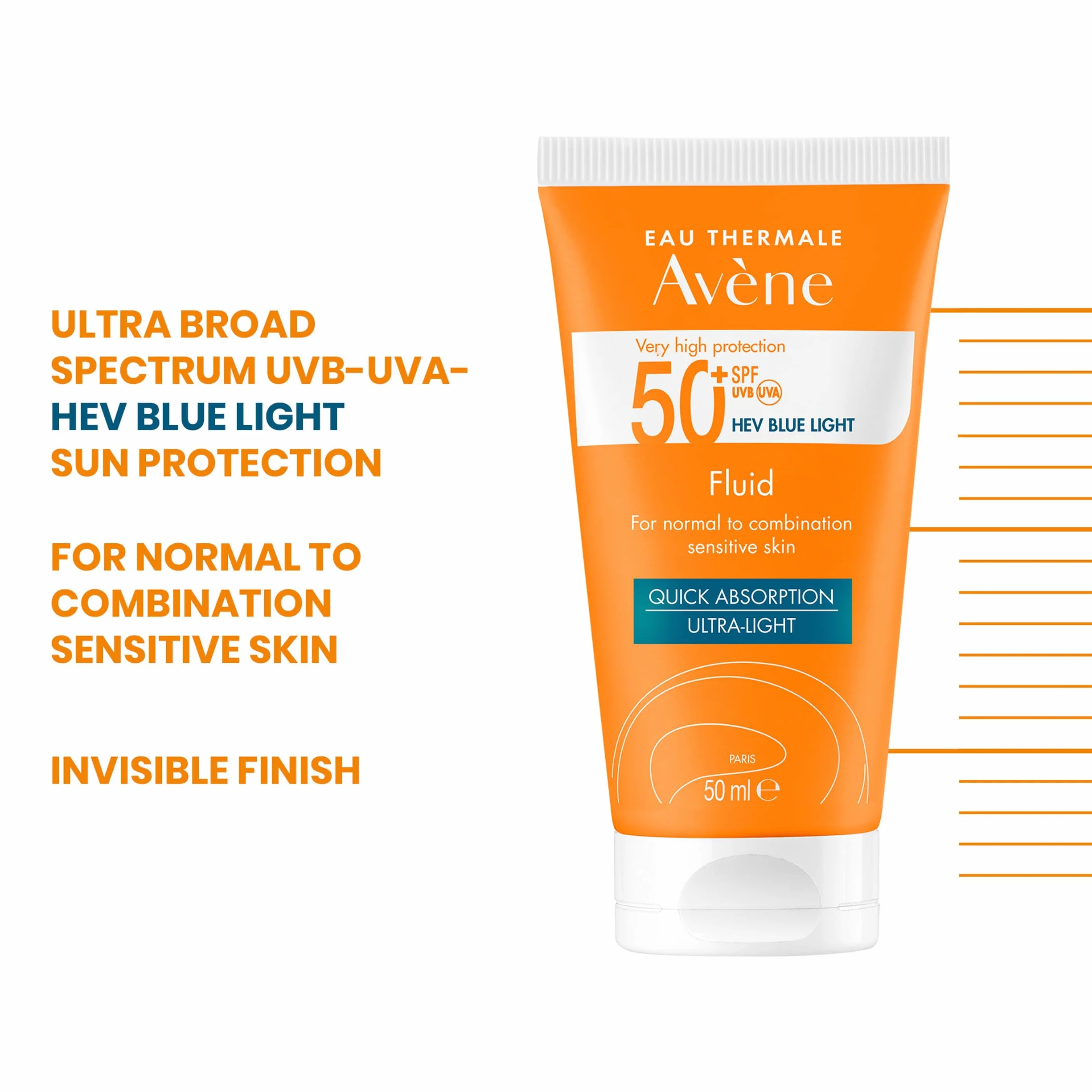 Avène Sonnenfluid SPF 50+ ultra leicht für empfindliche Haut, 50 ml Kremowa