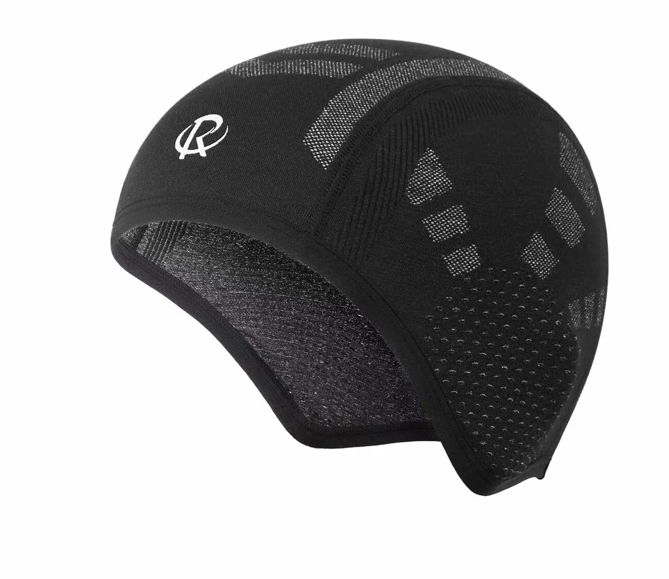 ROTTO Czapka rowerowa pod kask, czapki rowerowe, oddychające, z nausznikami, do jazdy na rowerze, biegania, wędrówek, czarno-szara
