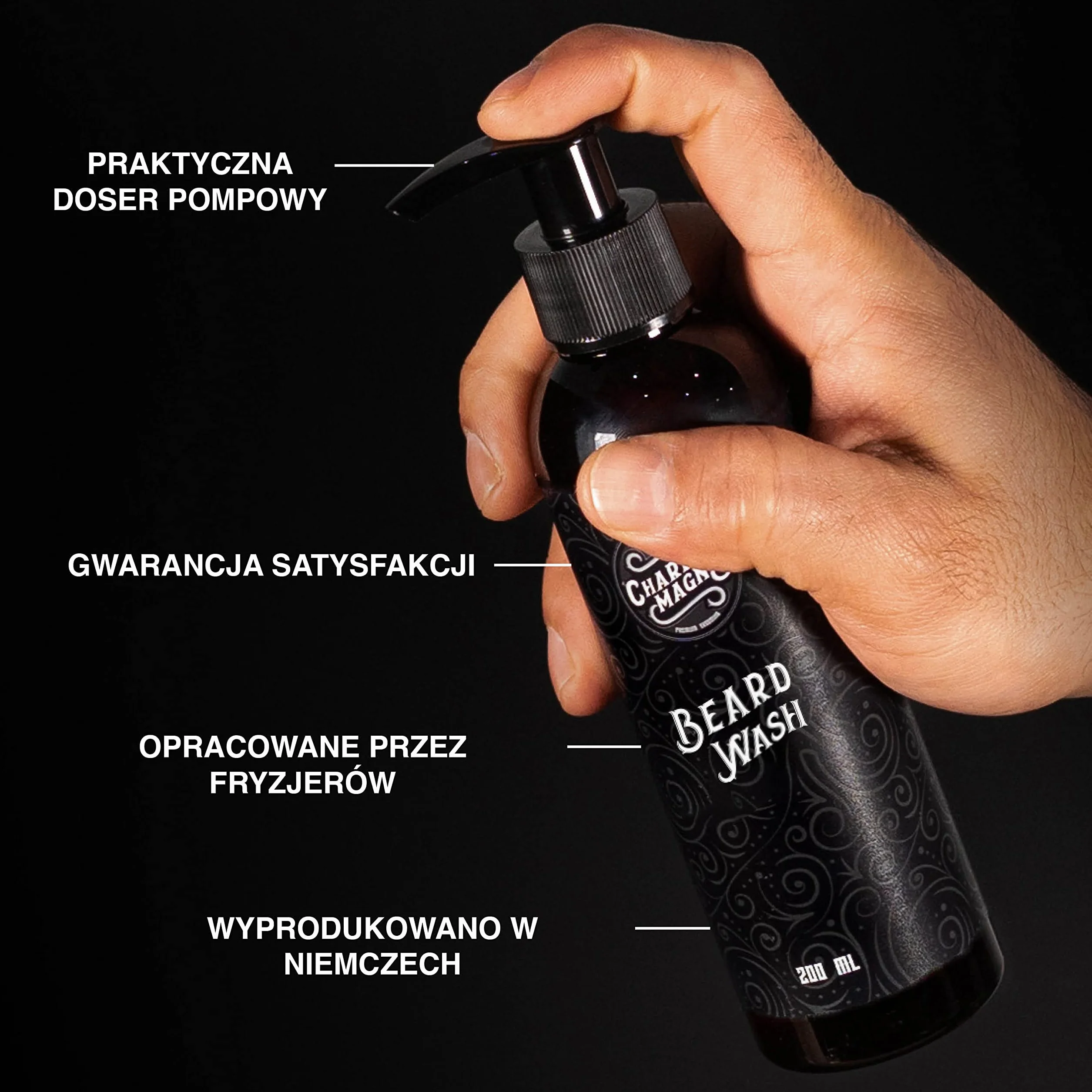 Charlemagne Beard Wash – szampon do brody dla mężczyzn Made in Germany – Płyn do mycia i pielęgnacji brody, wąsów oraz nawilżenia skóry