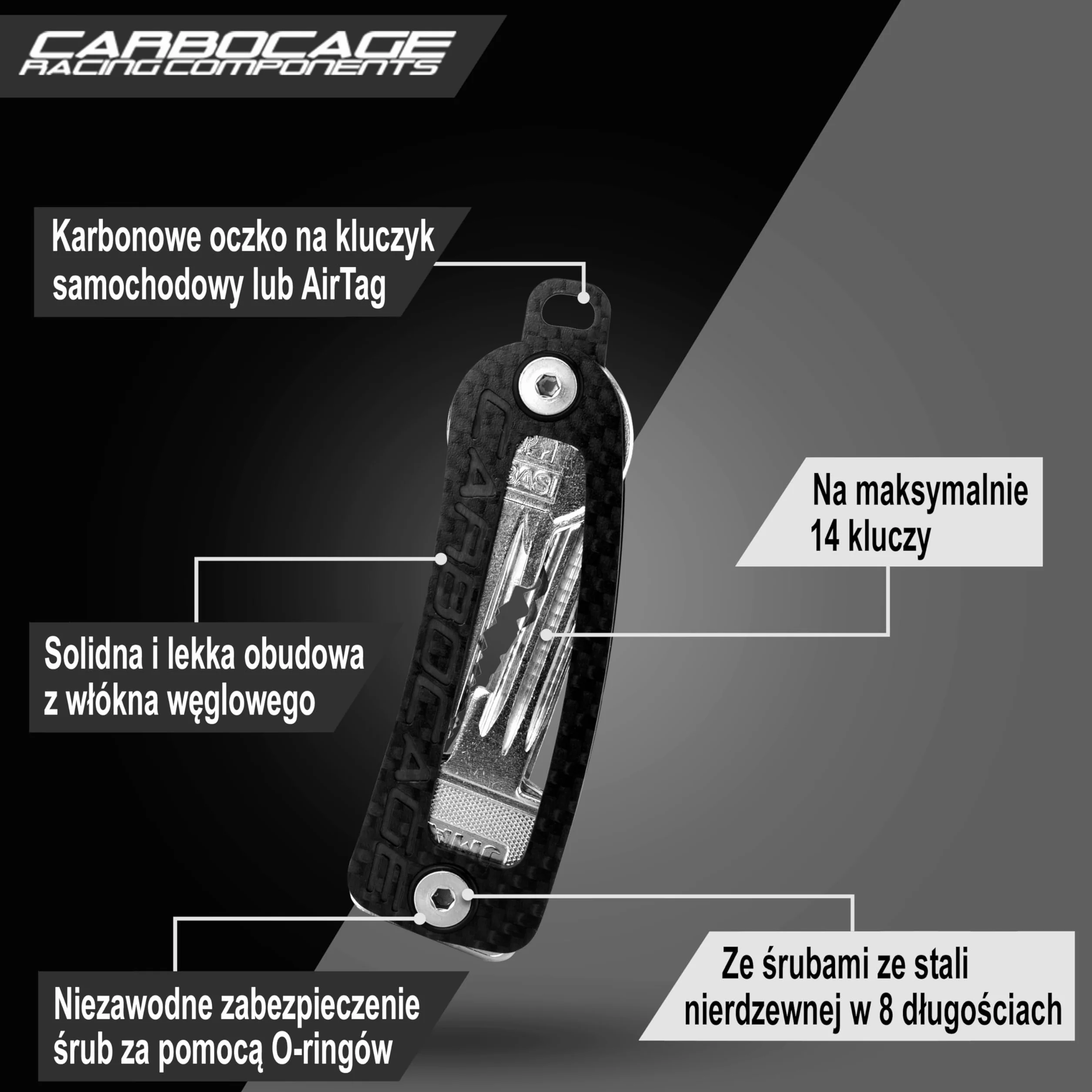 KEYCAGE - brelok do kluczy - do 14 kluczy - uchwyt na klucze - idealna organizacja kluczy - organizer na klucze - uchwyt na klucze - Made in Germany