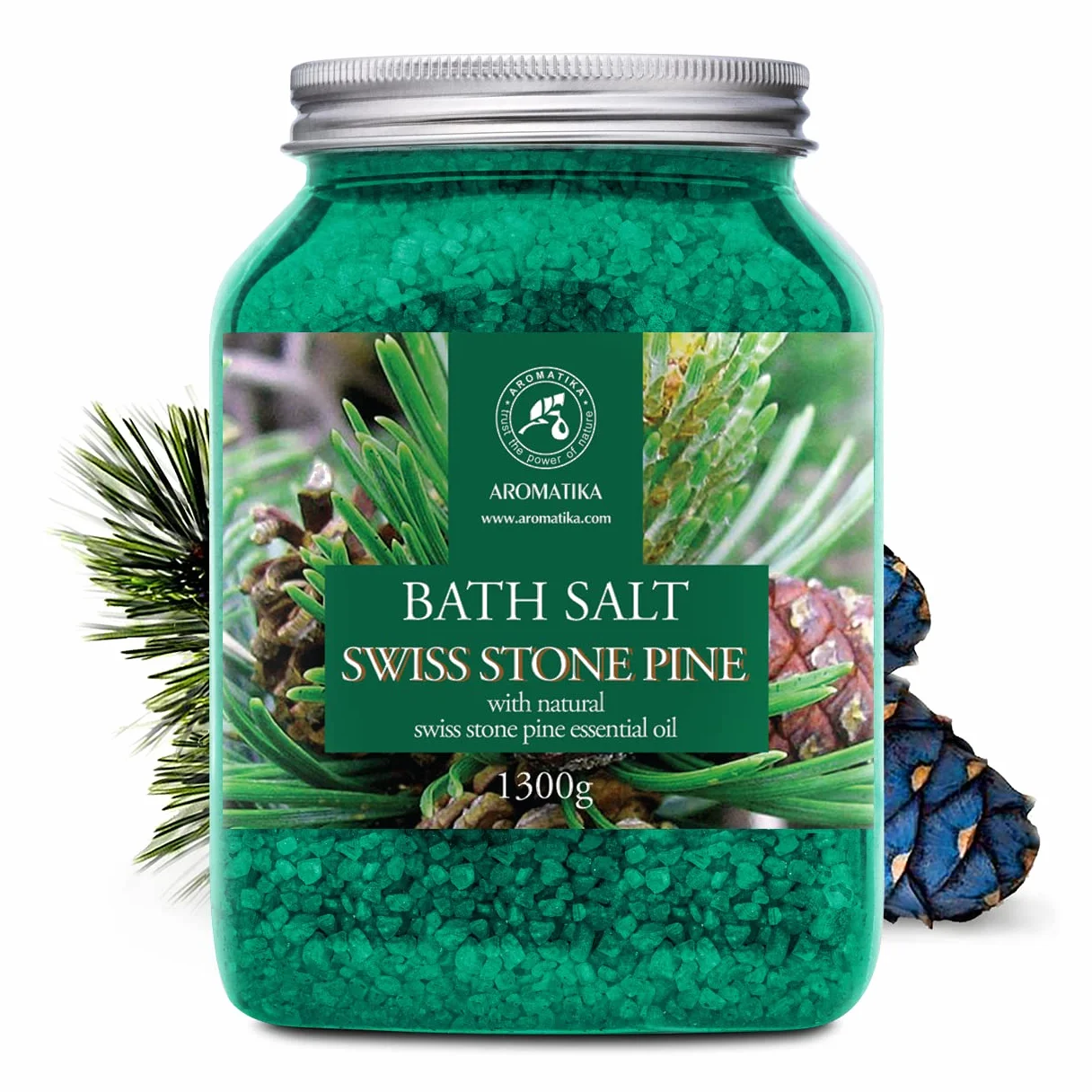 Sól do Kąpieli Sosna Szwajcarska 1300 g - Naturalny Olejek Eteryczny Sosna Szwajcarska - Pinus Cembra - Naturalna Sól do Kąpieli z Morza - Sól iglasta - Pielęgnacja ciała - Kąpiel - Aromaterapia
