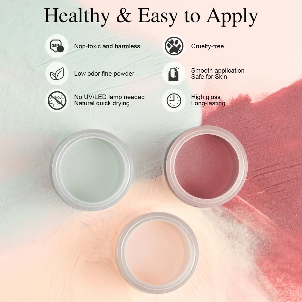 LOPHE Dipping Powder Nail Set 6 kolorów Dip Powder Nail Set mit Base Activator Top Gel, zestaw do paznokci dla początkujących, zestaw startowy do paznokci, prezent dla kobiet (01B)