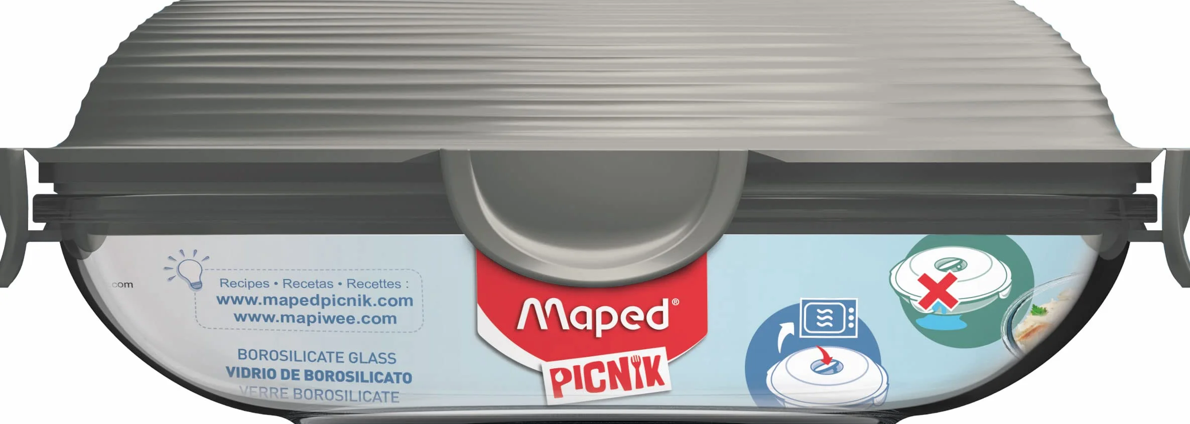 Maped PICNIK - szklany talerz na lunch Concept Adult, nadaje się do kuchenki mikrofalowej, 700 ml, szary