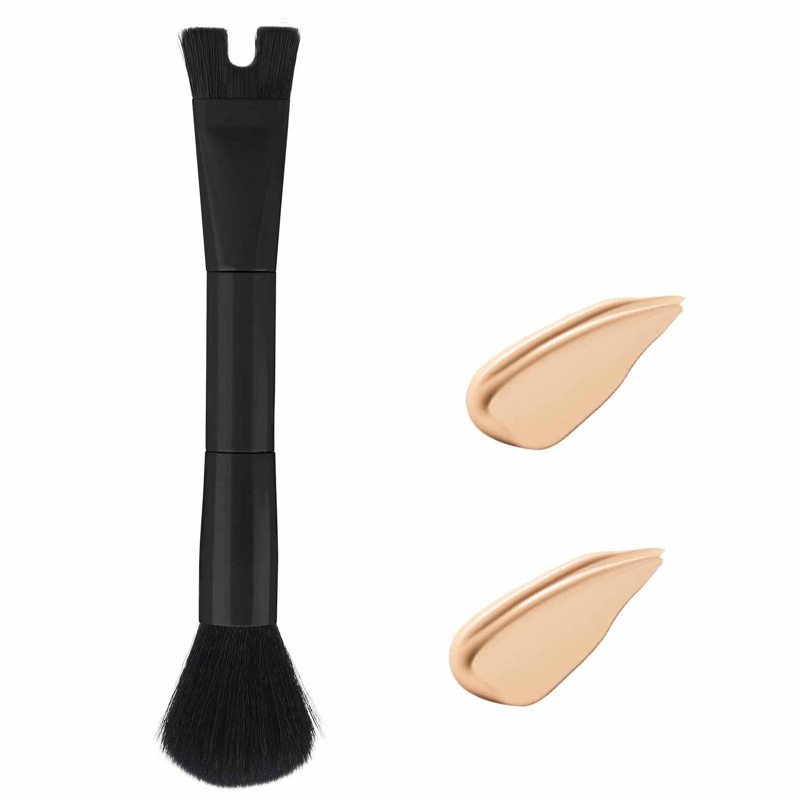 Pedzel konturowania Nosa, Pedzel Modelowania Nosa w Ksztalcie Litery U z Podwójna Koncówka Precyzyjny Puchaty Pedzel 2 w 1 do Rózu, Easy Contour, Beginners, Professional (Wszystkie Czarne)