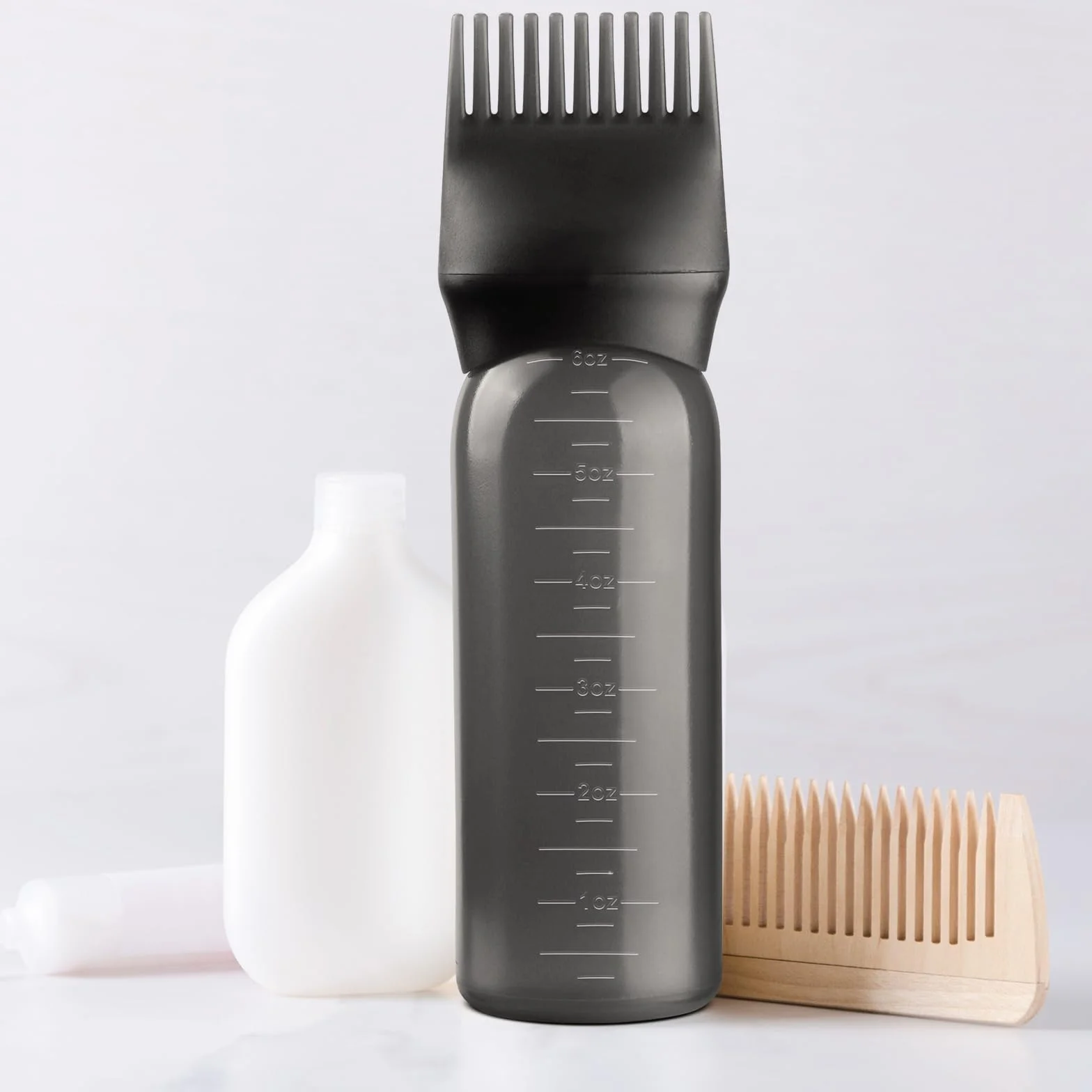 Butelka aplikator oleju do włosów grzebień korzeniowy 3-pak 170 ml czarny