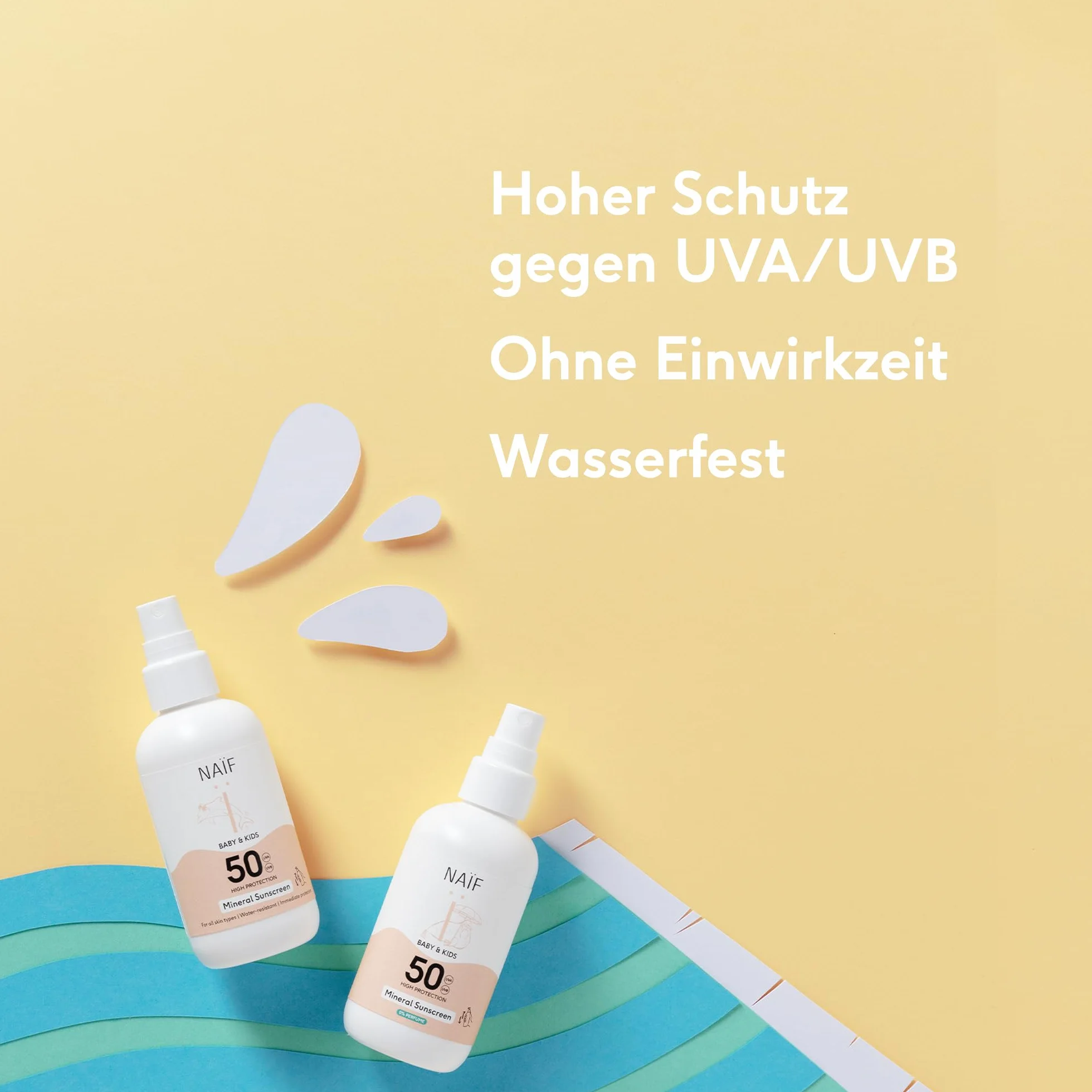 Naïf Mineralny krem do opalania SPF50 dla niemowląt i dzieci - Spray - 175ML - Bezpośrednia ochrona UVA i UVB - Wodoodporny - Testowany dermatologicznie - wolny od mikroplastików - przyjazny dla
