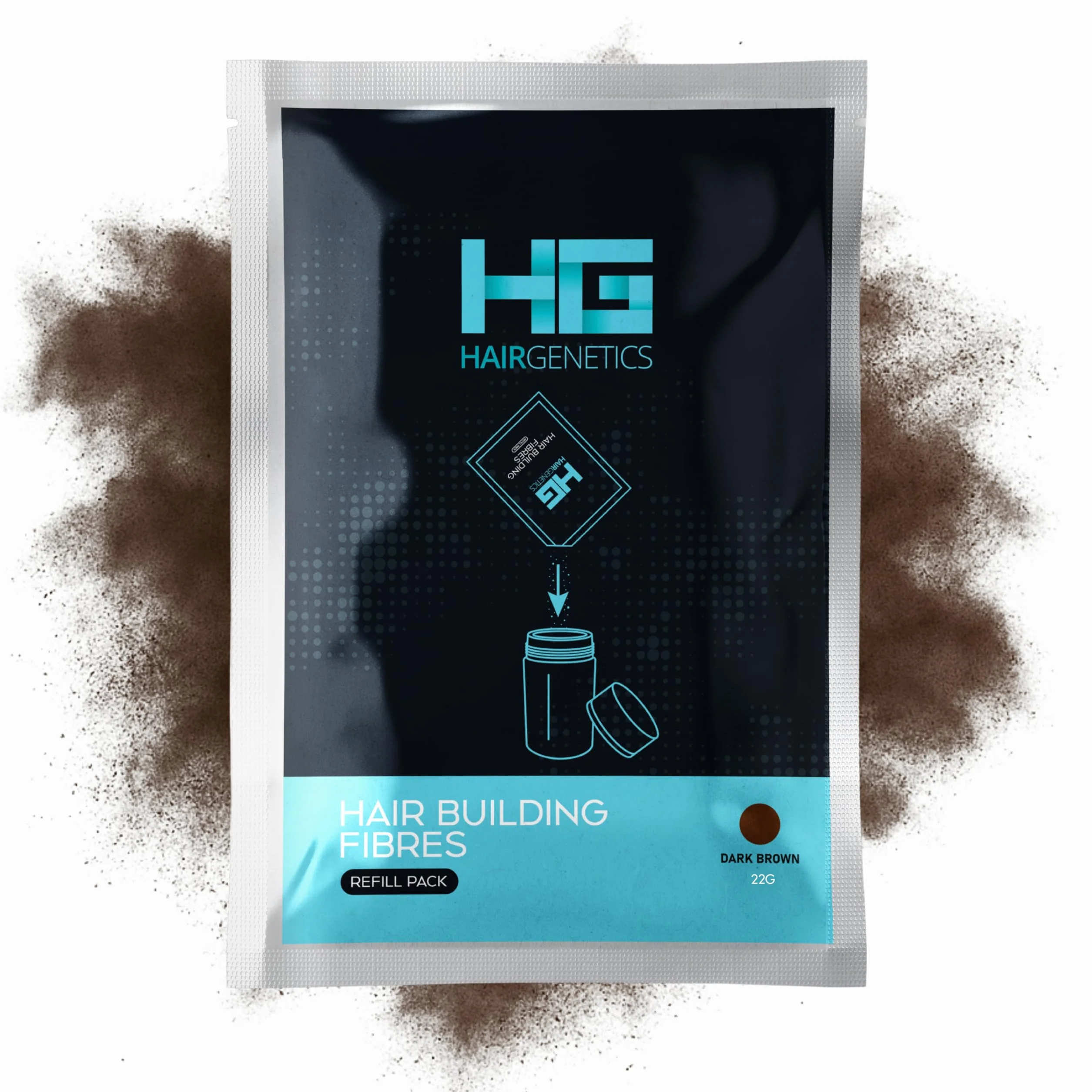 Hair Genetics® Advanced Keratin Hair Fibers – duży wkład 22 g, naturalna koncepcja, aby zaoszczędzić pieniądze, profesjonalny korektor do wypadania włosów, dla mężczyzn i kobiet (ciemnobrązowy)
