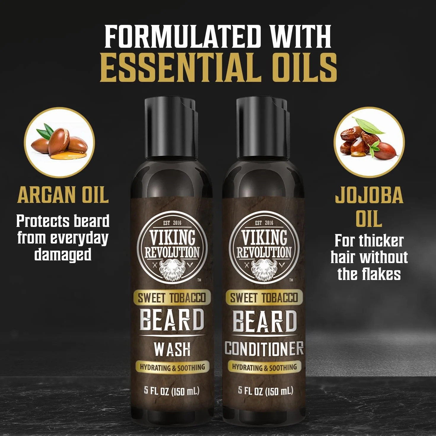 Viking Revolution Beard Wash and Beard Conditioner for Men with Arganowy Oil and Jojoba Oil - Beard Softener and Strengthener Beard Care Beard Care Beard Shampoo and Conditioner with Beard Oil (5
