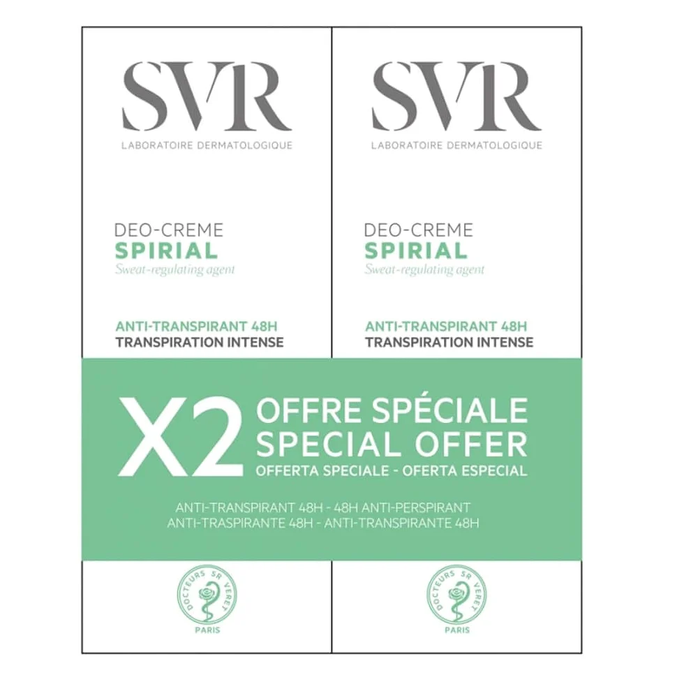 SVR Spirial Déo krem antyperspirant Intense 48H 2 x 50 ml