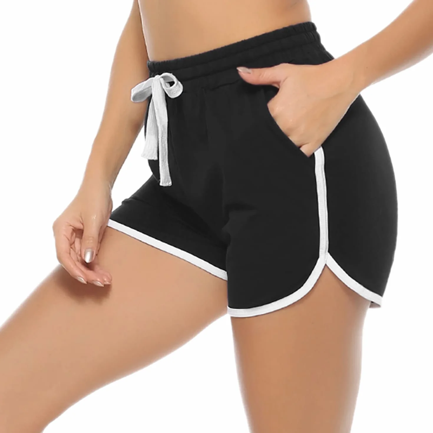 Aseniza Damskie spodenki sportowe, krótkie spodnie sportowe, do biegania, na lato, do biegania, fitnessu, 1/2 szt. w opakowaniu