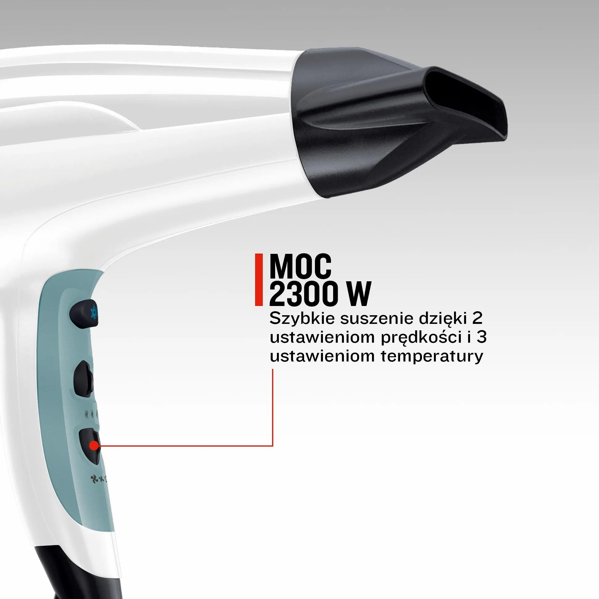 Remington suszarka do włosów z jonizacją, 3 ust. nagrzewania i 2 ust. nawiewu, koncentrator i dyfuzor, zimny nawiew, uchwyt do zawieszenia, łatwa do czyszczenia, moc 2300W, biała, Shine Therapy D5216