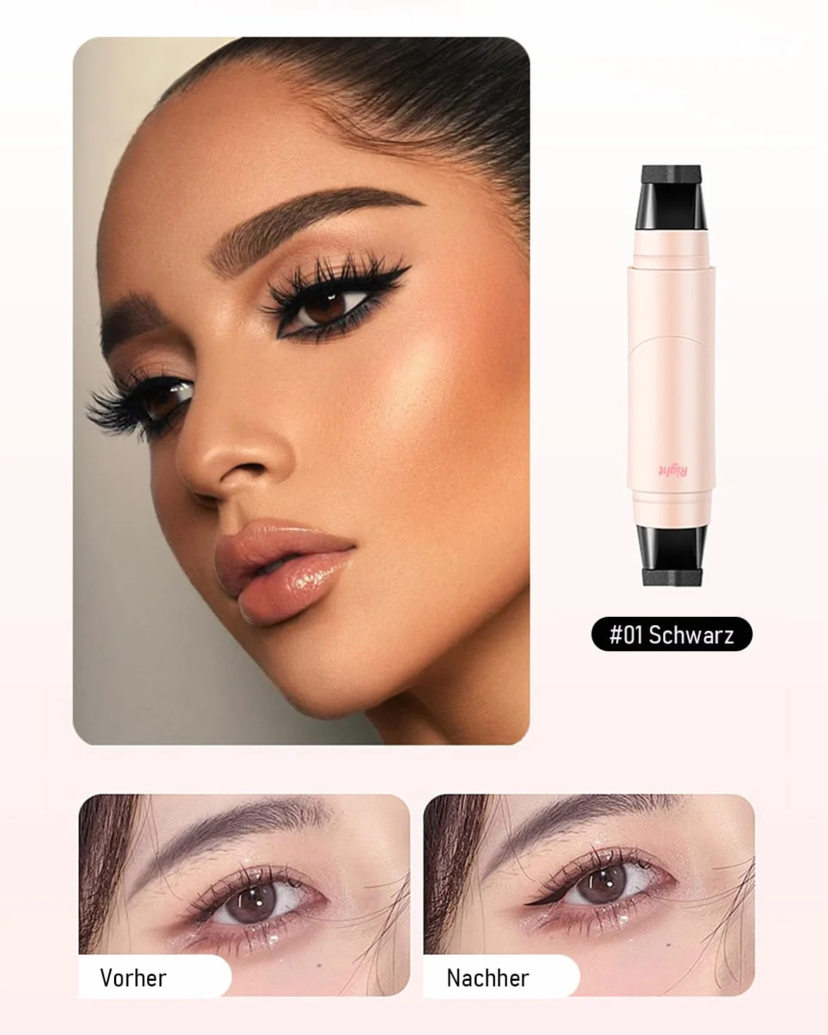EONFAVE Stempel do eyelinera, dwustronny, wzór skrzydła na lewą i prawą stronę, precyzyjna kreska z obrotową konstrukcją, wodoodporny, długotrwały makijaż