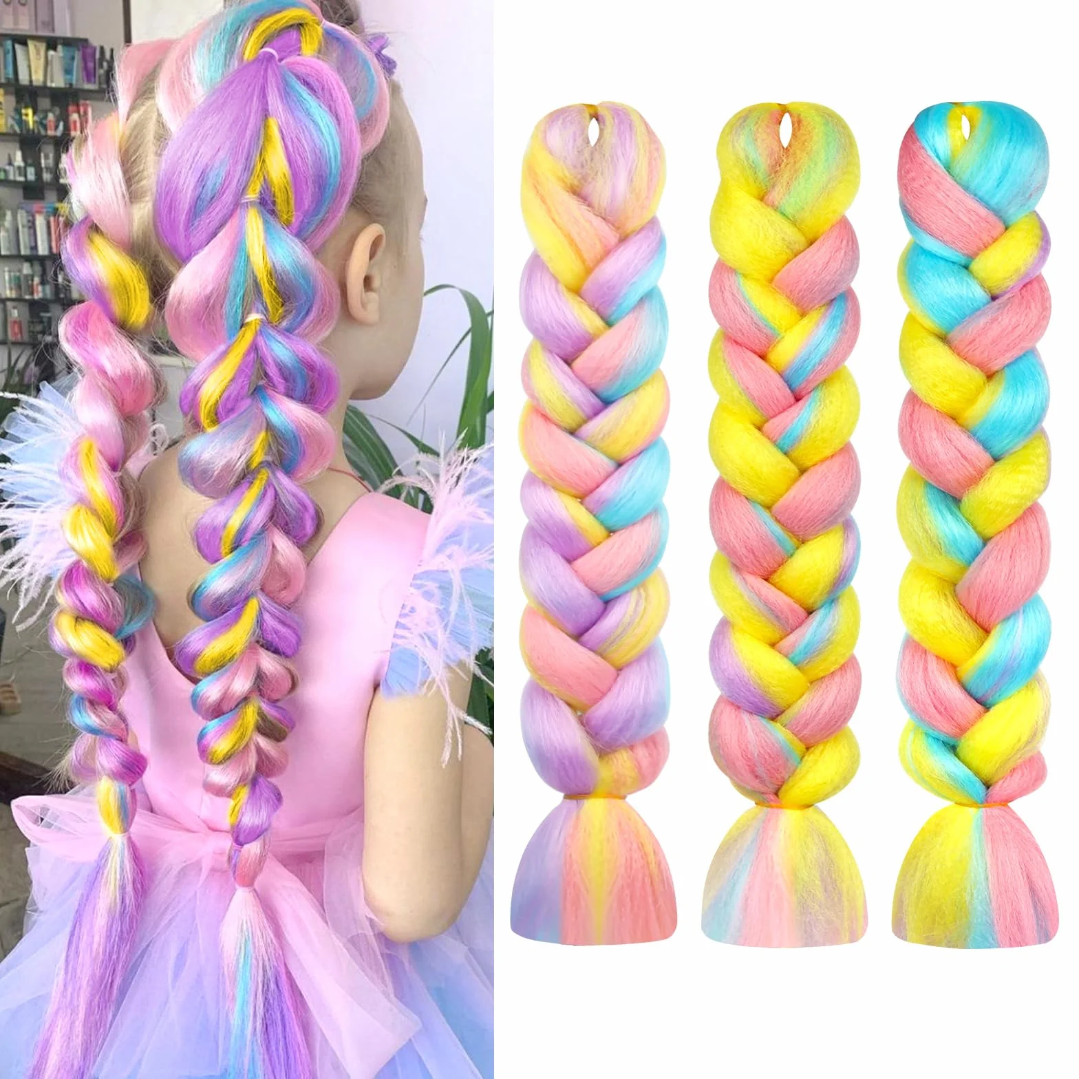 AUYAO Warkocz przedłużenie włosów, 3 szt. Jumbo Braids Meches, przedłużenie włosów z włókna syntetycznego, do szydełka, skręcania