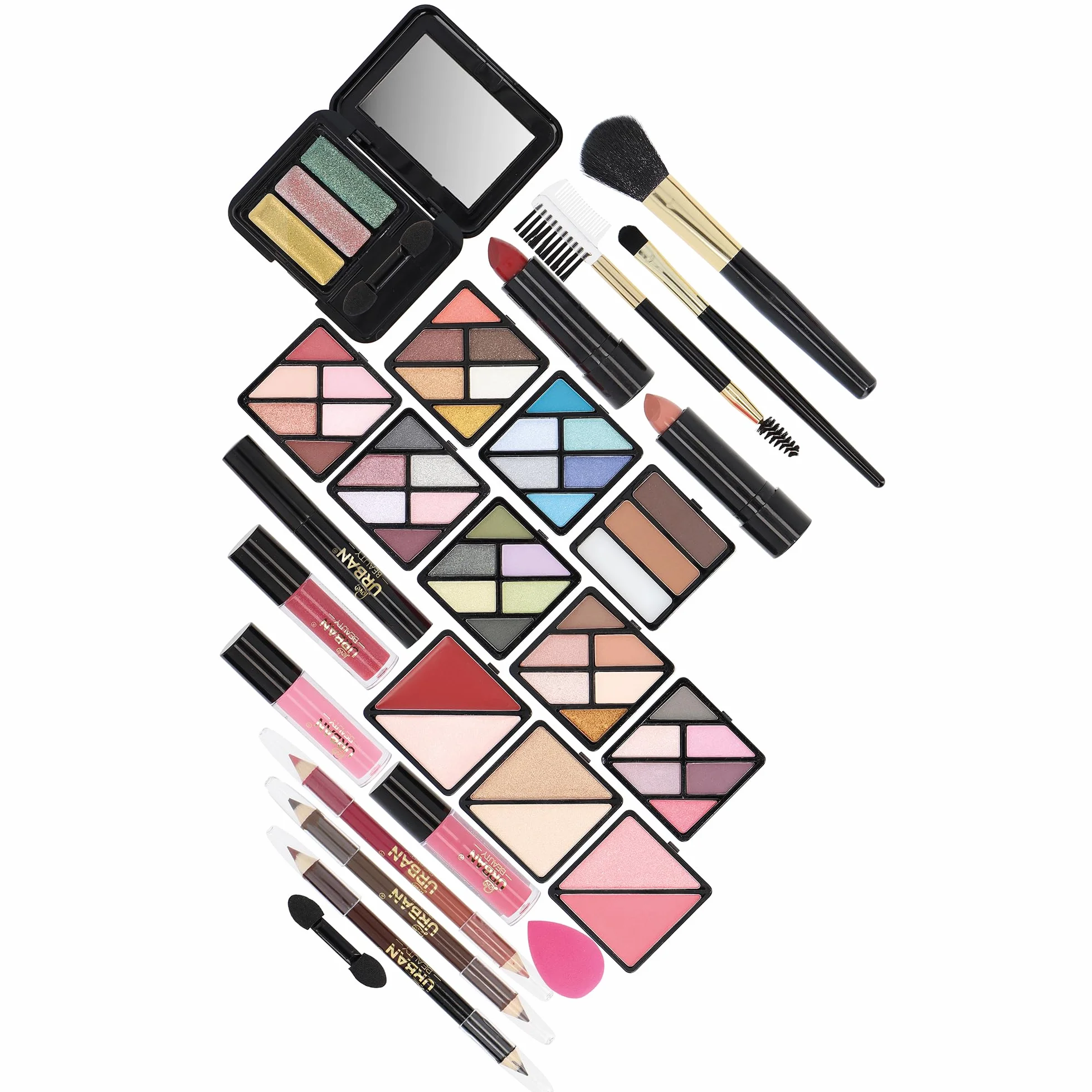 Wegański Makijaż Pudełko na Kosmetyki Love Urban Beauty Luxe Gold Touch Zestaw Upominkowy Podróżny 73 szt