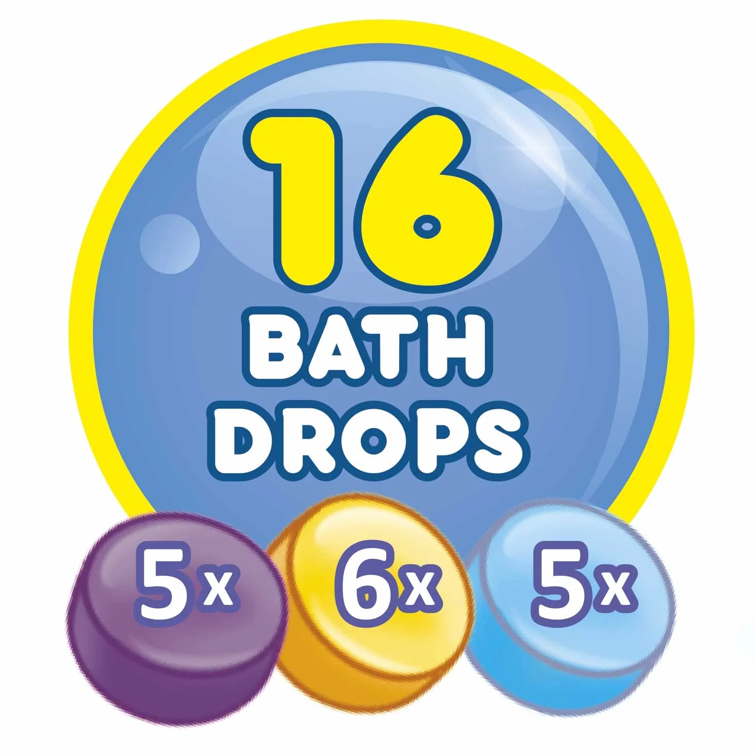 INKEE Bath Drops – 16 Tabletek do Kąpieli do Nauki Kolorów, Badefarby do Wanny dla Dzieci – Kolorowe Tabletki do Kąpieli w Magenta, Żółtym i Niebieskim, 1 Opakowanie
