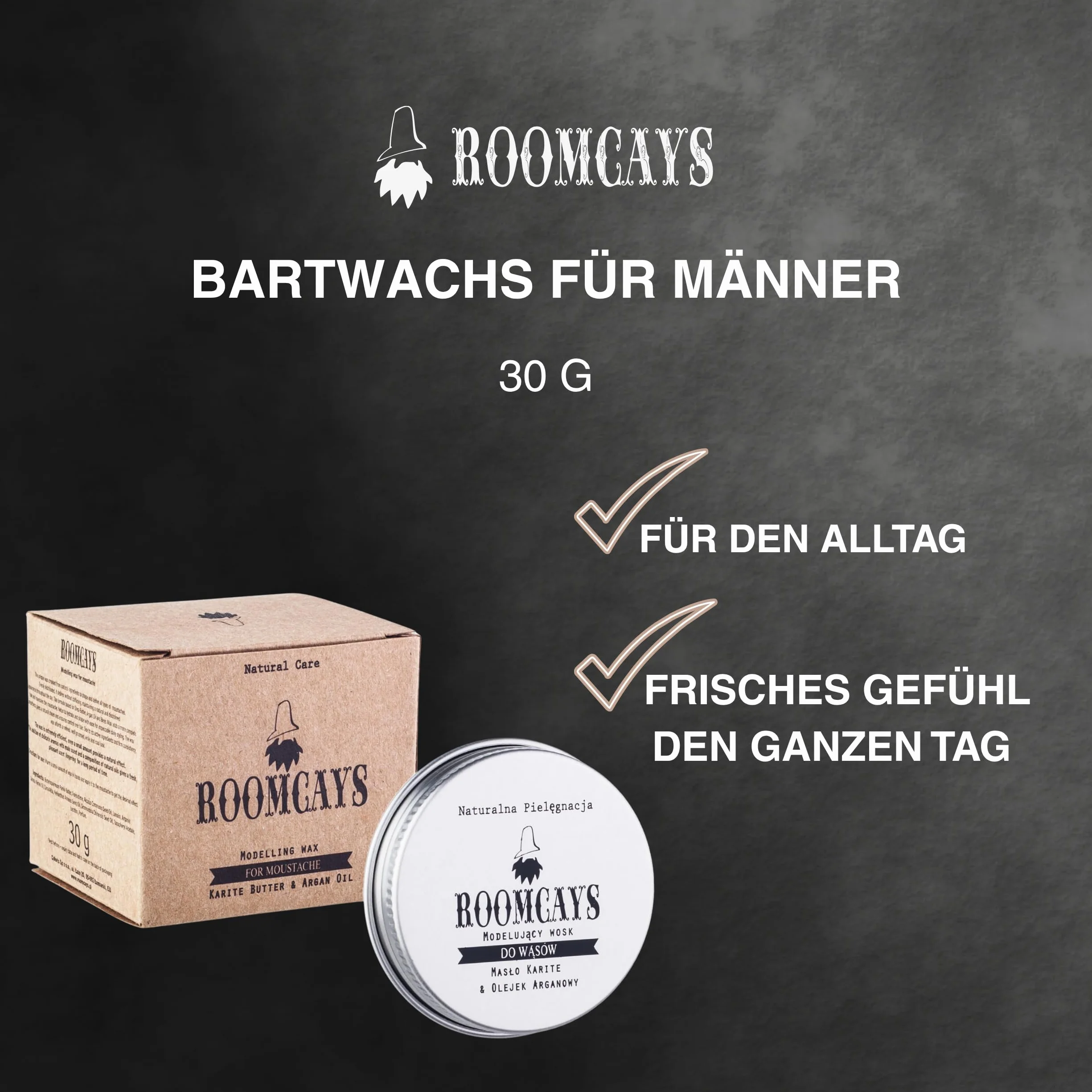 Wosk do brody, naturalny olej arganowy i wosk pszczeli w aluminiowej puszce