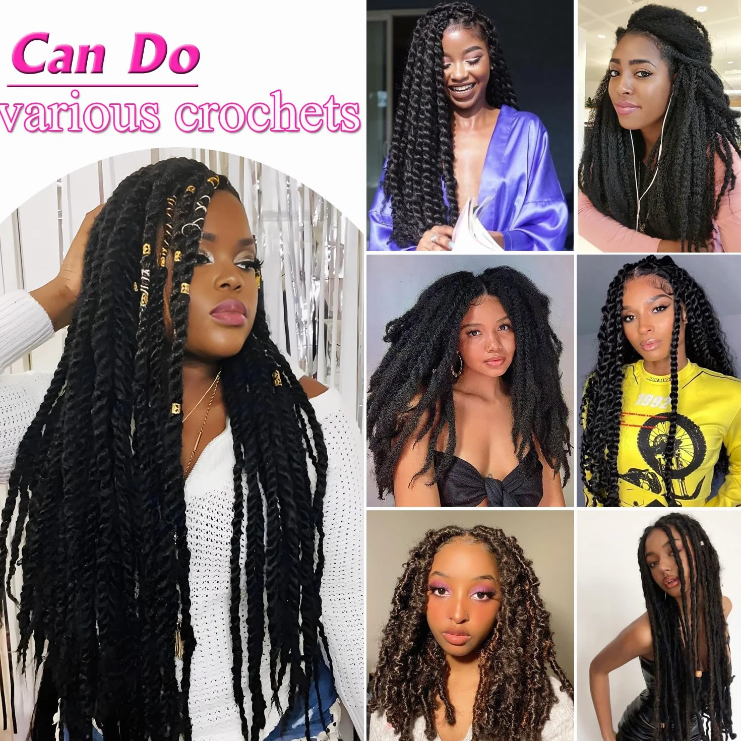 Enbeautiful Marley Twist Kręcone włosy 44 cali, 8 opakowań, 40 cm, 8 opakowań warkoczyków Marley, 30#